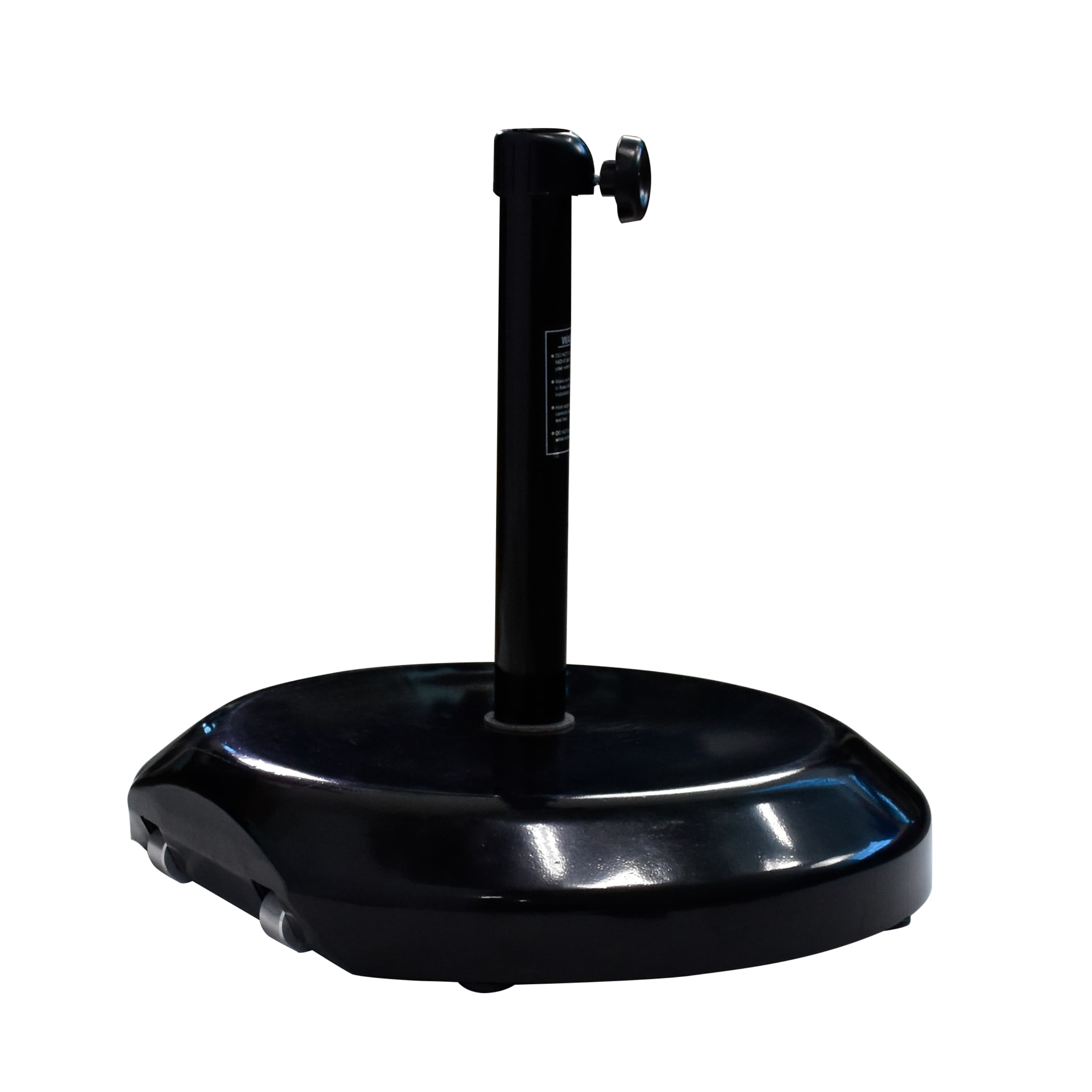 Heavy-Duty Black Steel Umbrella Base with Wheels