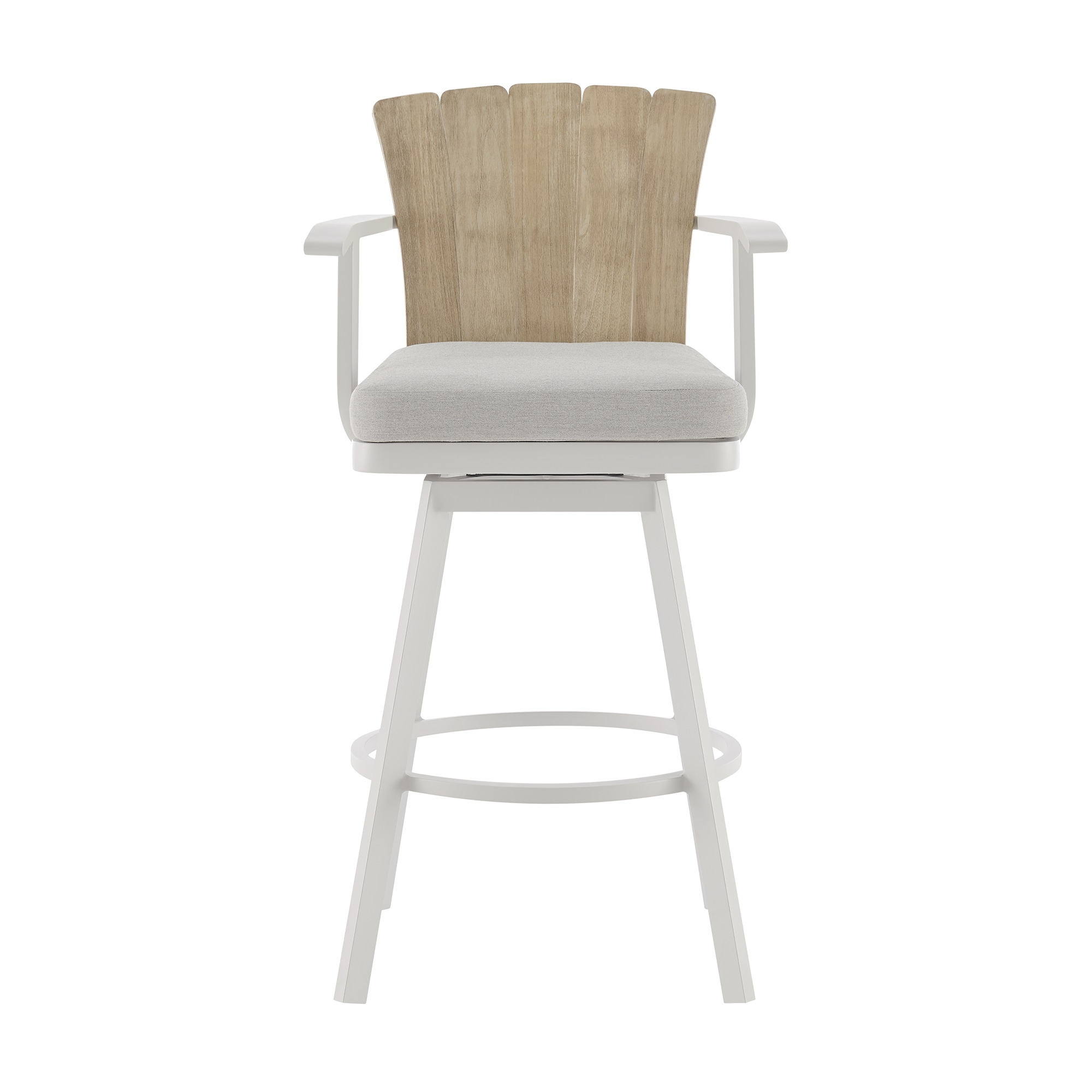 Armen Living LCHABALGRY26 Gray 26-in H Counter height (24-in to 27-in) Square Seat Upholstered Metal Back Bar Stool with Arms and Back