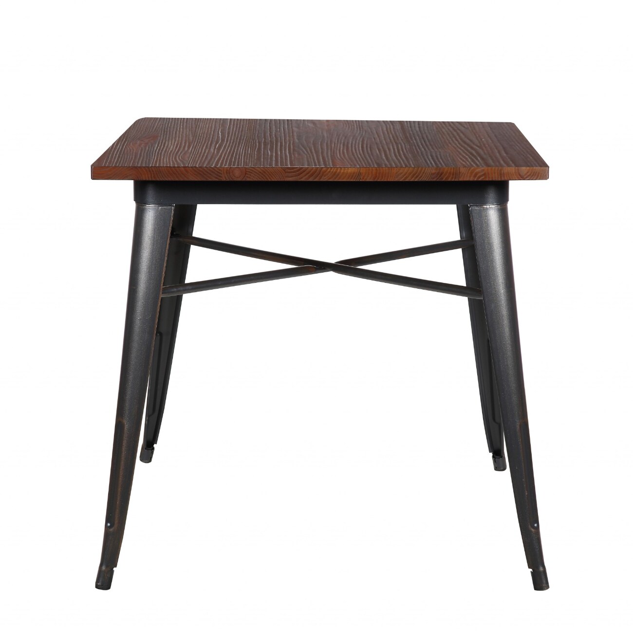 HomeRoots 4000400754 Walnut Contemporary/Modern Dining Table, Wood veneer with Walnut Metal 30.52-Inches H