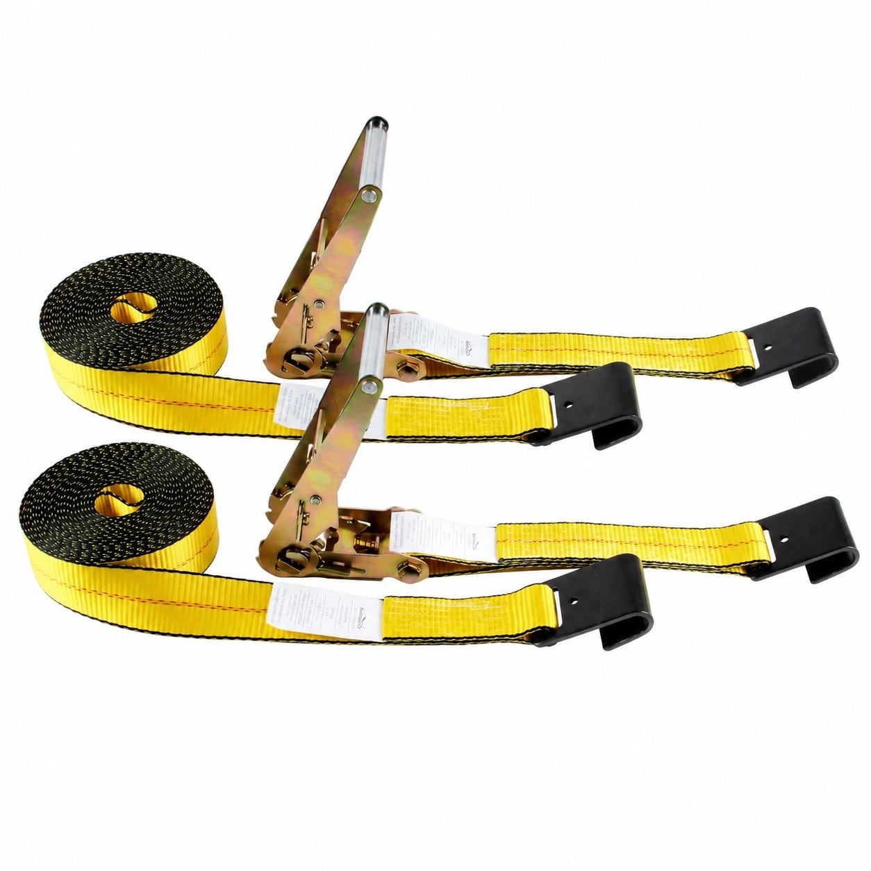 Etokfoks  27 ft by 2 in Flat Hook Ratchet Tie Down Strap 2 Pack Heavy Duty Weather Resistant for Flatbed Trailer and Truck Cargo