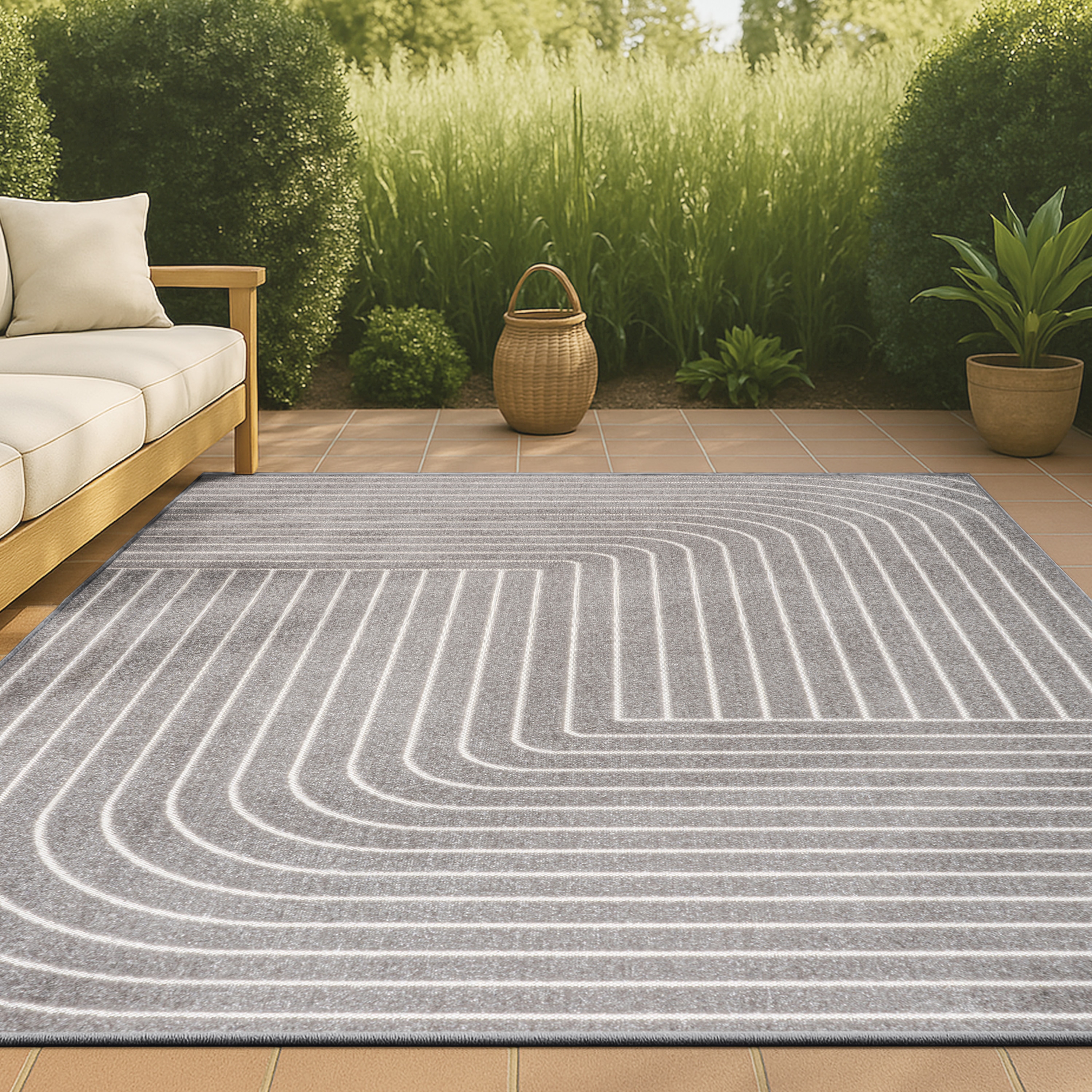 JONATHAN  Y SCN101B-3 Scandinavian Odense High-Low Minimalist Angle 3 x 5 (ft) Loomed Polypropylene Gray/Ivory Rectangular Indoor/Outdoor Geometric Coastal Area rug