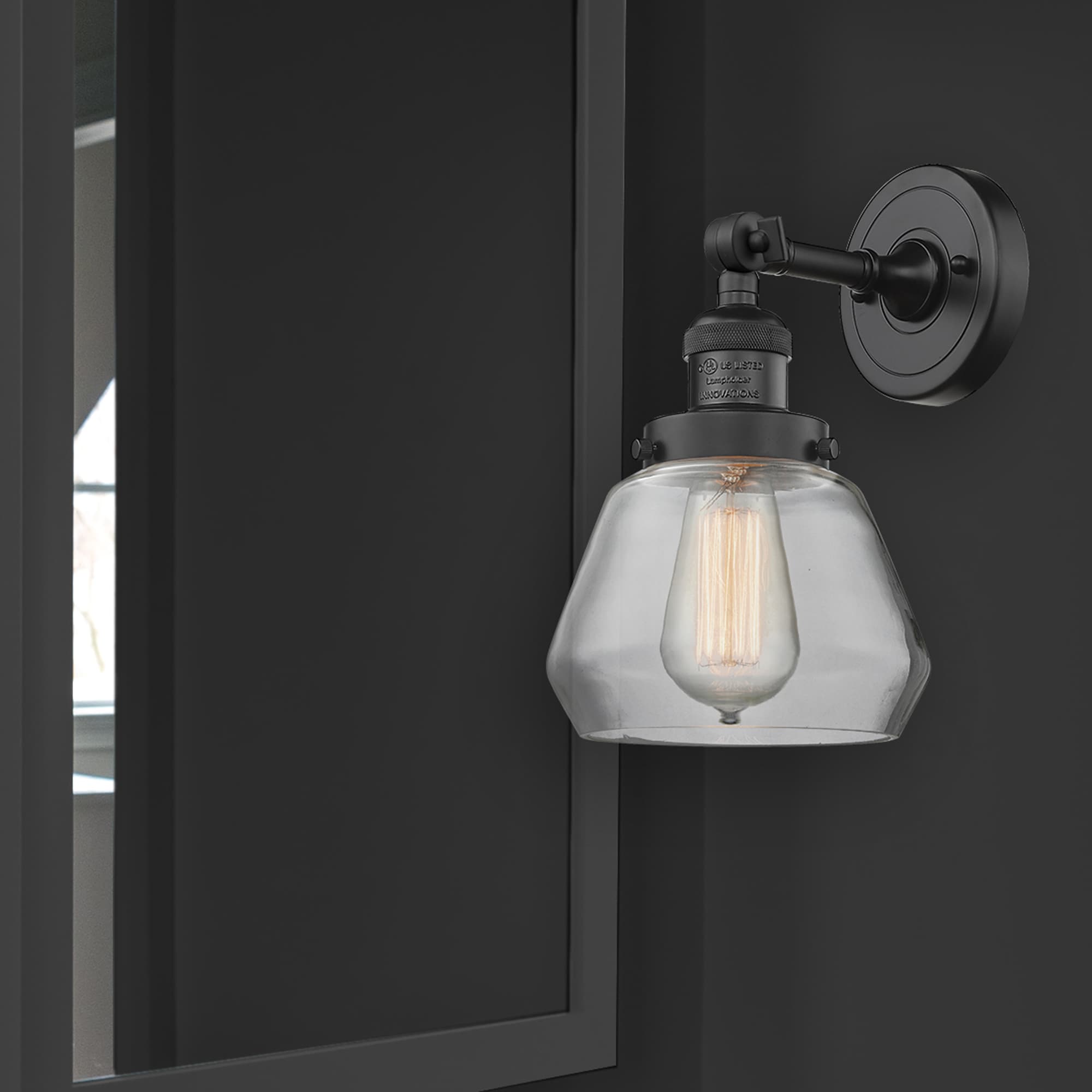 Innovations Lighting 203-BK-G172 Fulton 7-in W 1 -Light Matte Black Industrial Wall Sconce