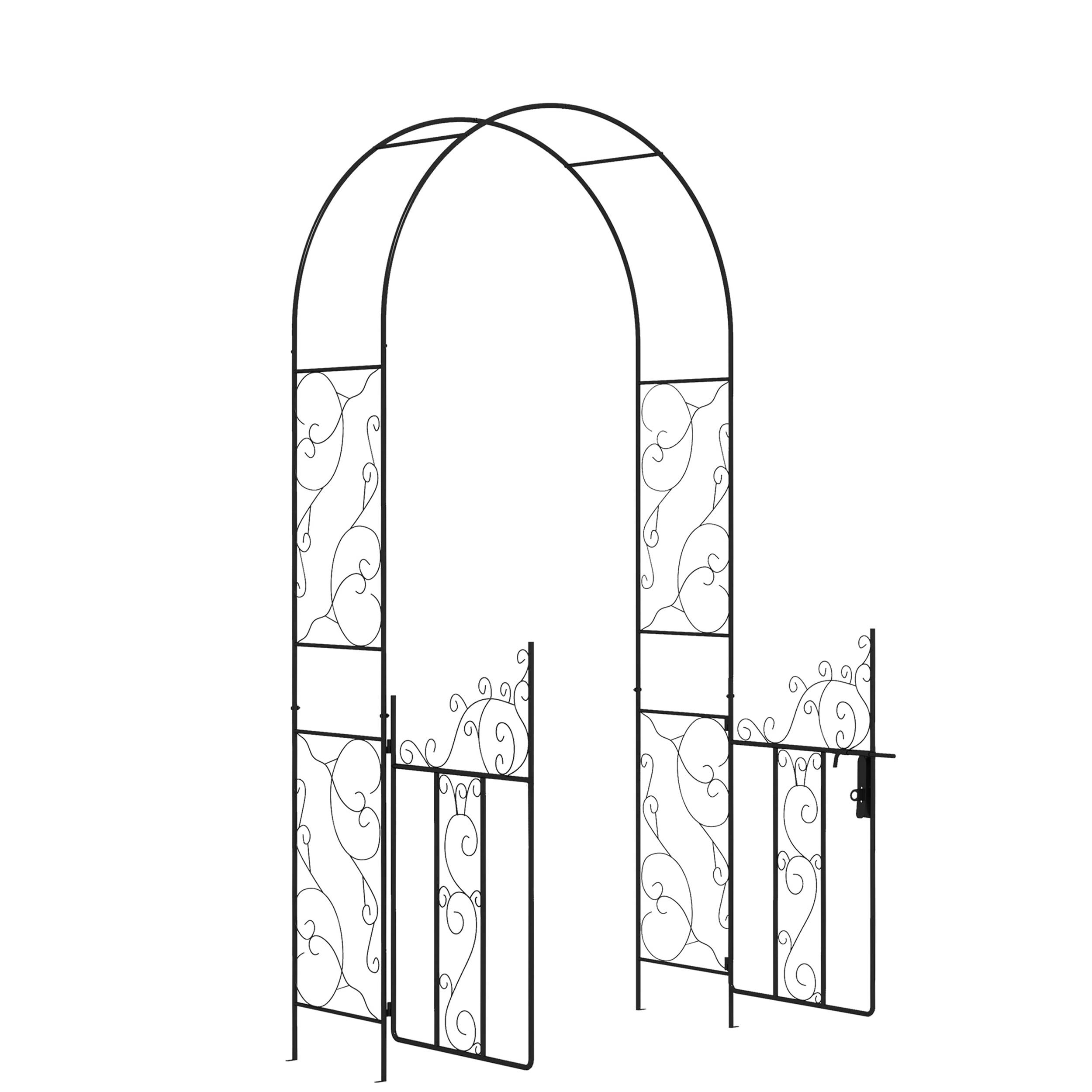 AHIOU HOME ZAAHG-P174412GA Downey 4.1-ft W x 7.5-ft H Arched Black Steel Garden Arbor