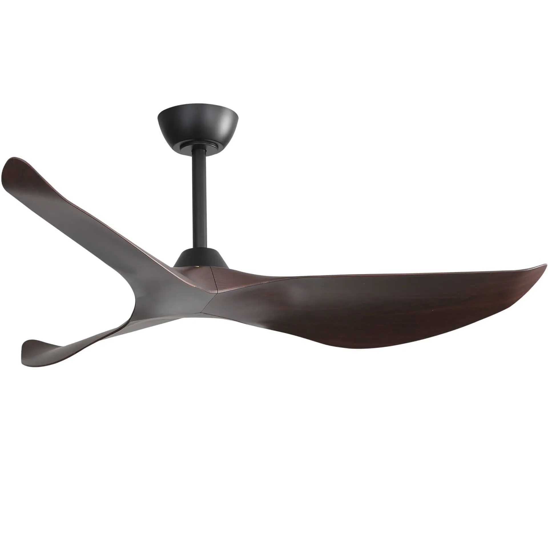 WELLFOR SYMBE-69916 52-in Black with Brown Blades Ceiling Fan Without Light - Remote Included ( 3 -Blade )
