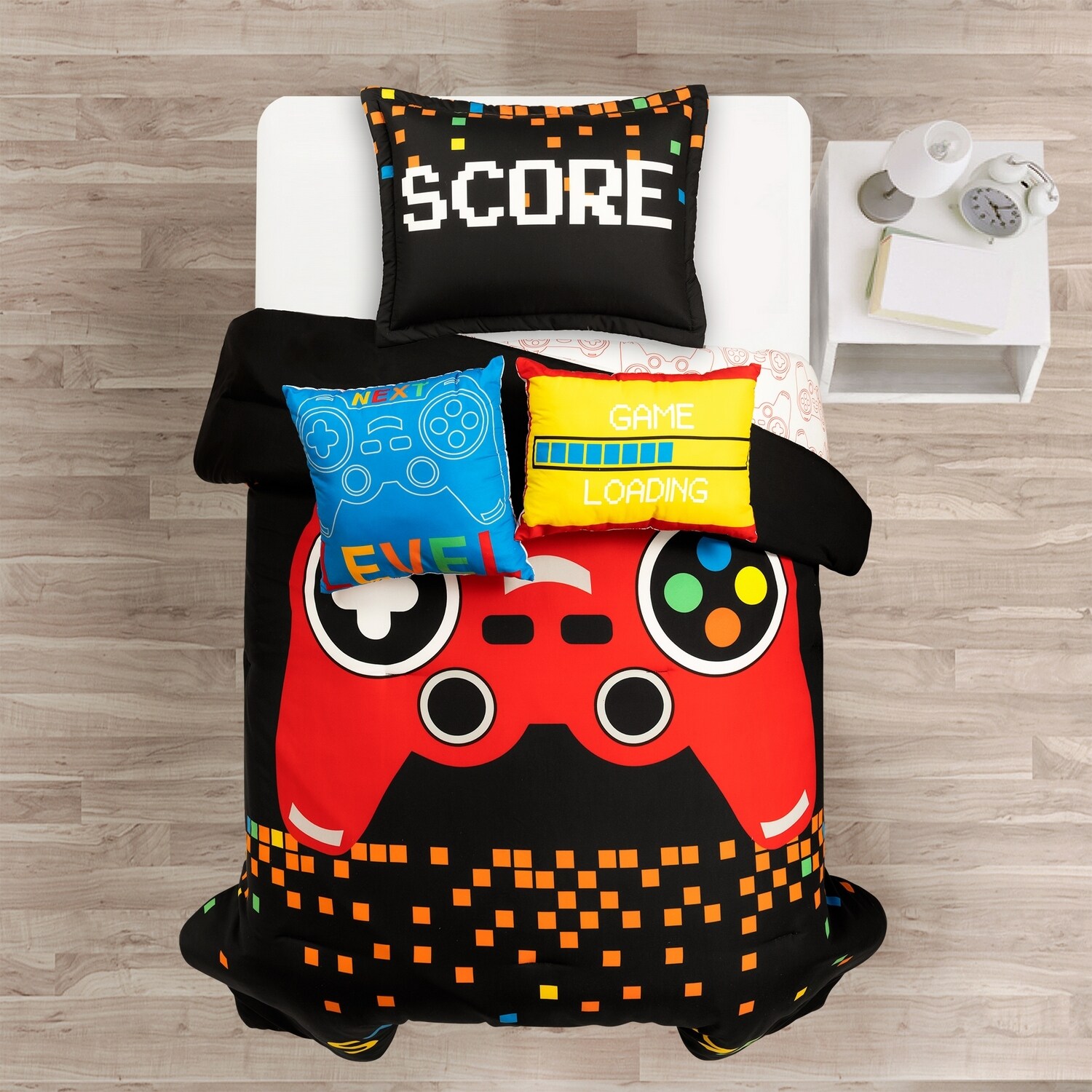 Black Reversible Twin Microfiber Kids' Comforter Set