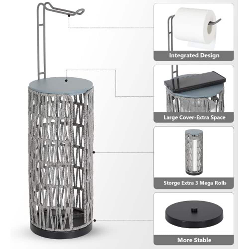 LIVIZA GIJ-TPH001GY Twirl Gray Freestanding Basket Toilet Paper Holder 3 -Rolls
