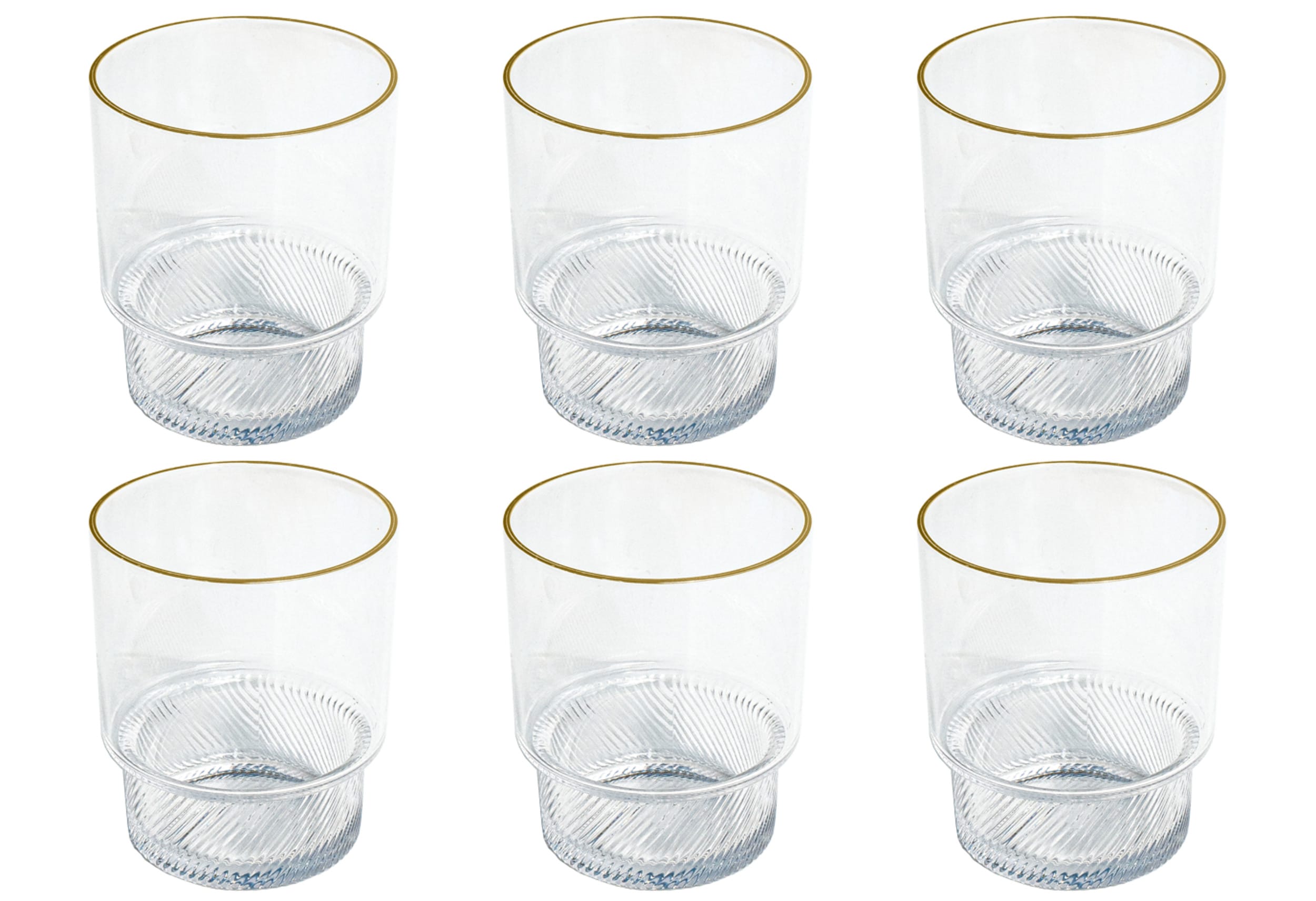 TarHong Stax Optic Acrylic Twist Drinking Glass - Clear with Gold Rim - 15.6 oz - Set of 6
