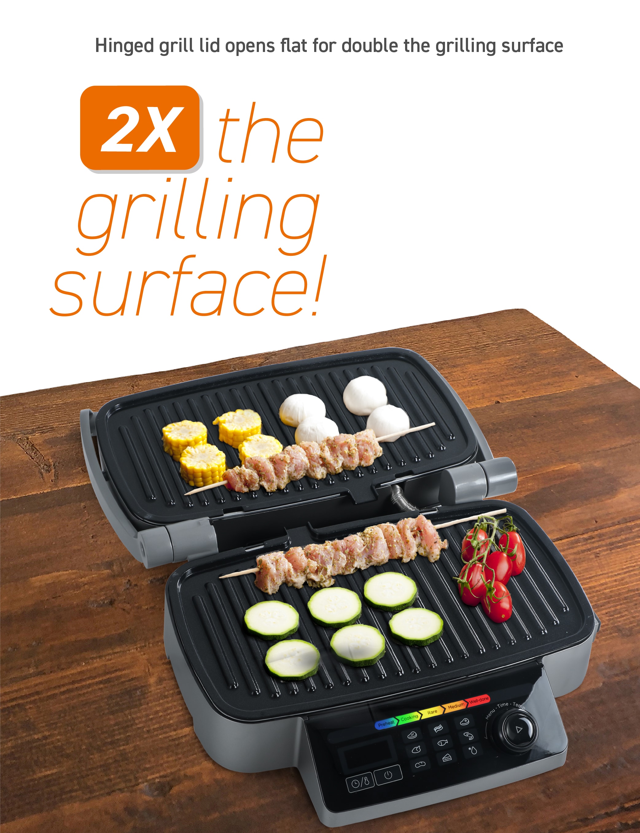 Hamilton Beach 3-in-1 Indoor Grill and Electric Griddle, Grill and Bacon  Cooker Combo, Opens 180 Degrees to Double Cooking Space, Removable Nonstick