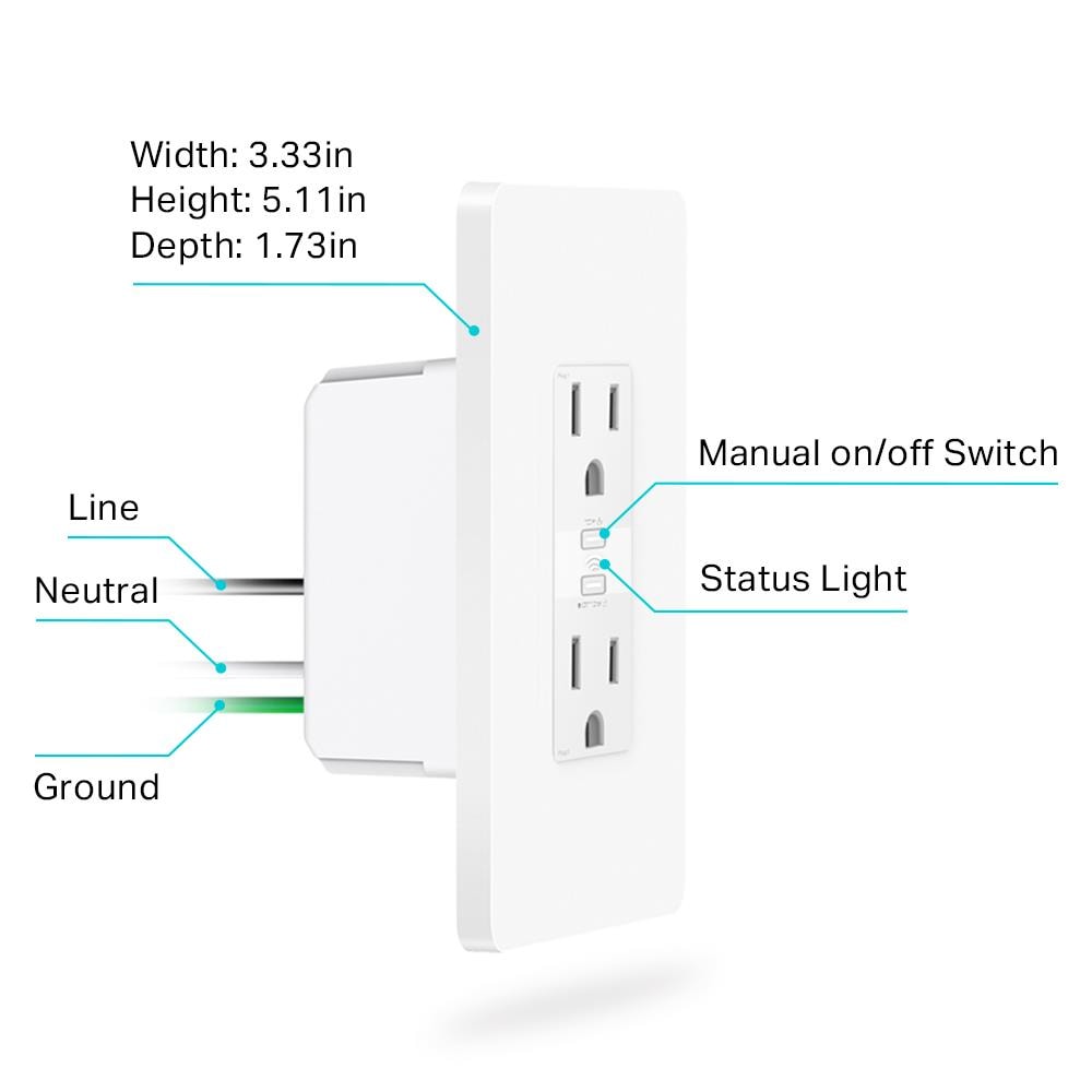 TP-Link Kasa Smart Wi-Fi Power Outlet 125-Volt 2-Outlet Indoor