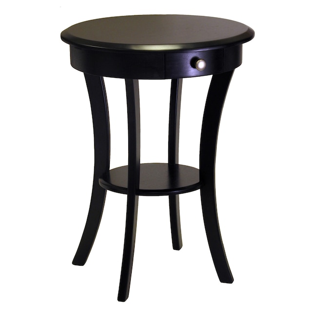 Winsome Wood Black Round End Table, Curved Leg Side Table
