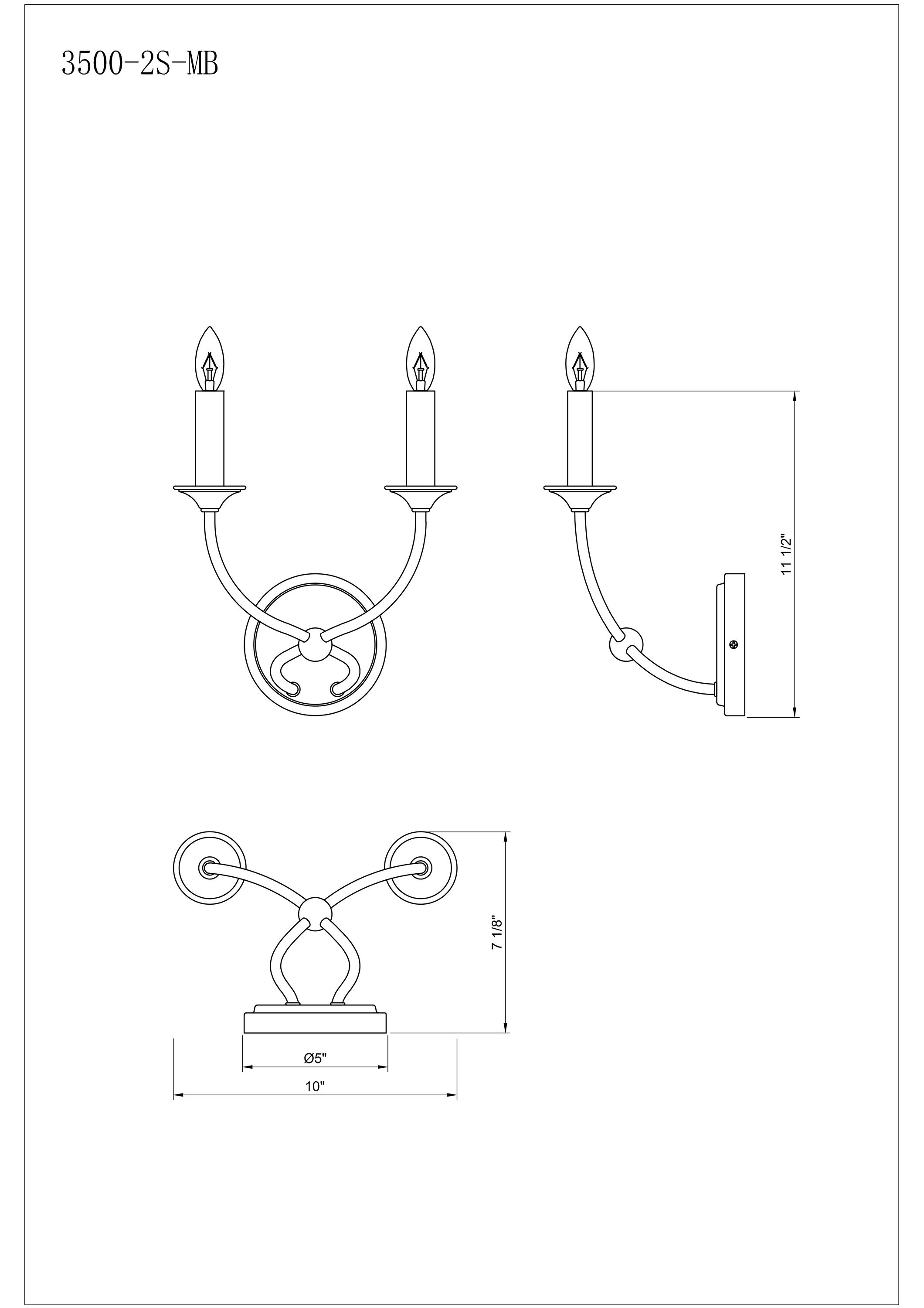 Matte Black Steel Dual Candelabra Wall Sconce