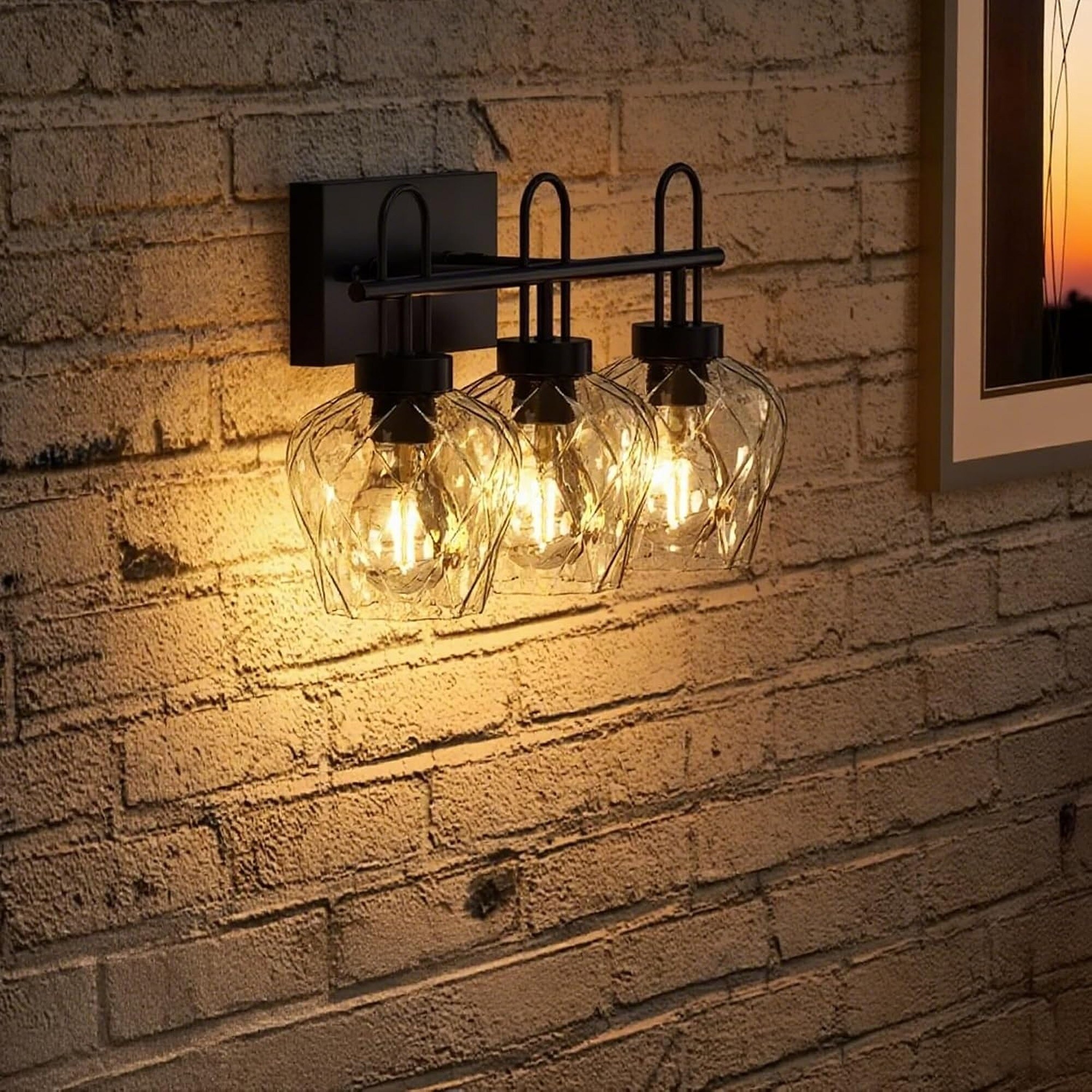 HyperDrop Cart 3 Light Metal Wall Sconce Vintage Indoor Wall Lamp with Clear Glass Shade