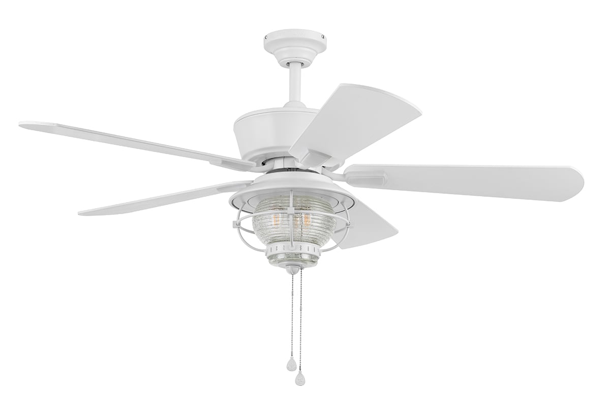 Merrimack II 52-in White LED Indoor/Outdoor Downrod or Flush Mount Ceiling Fan with Light (5-Blade) | - Harbor Breeze 42241