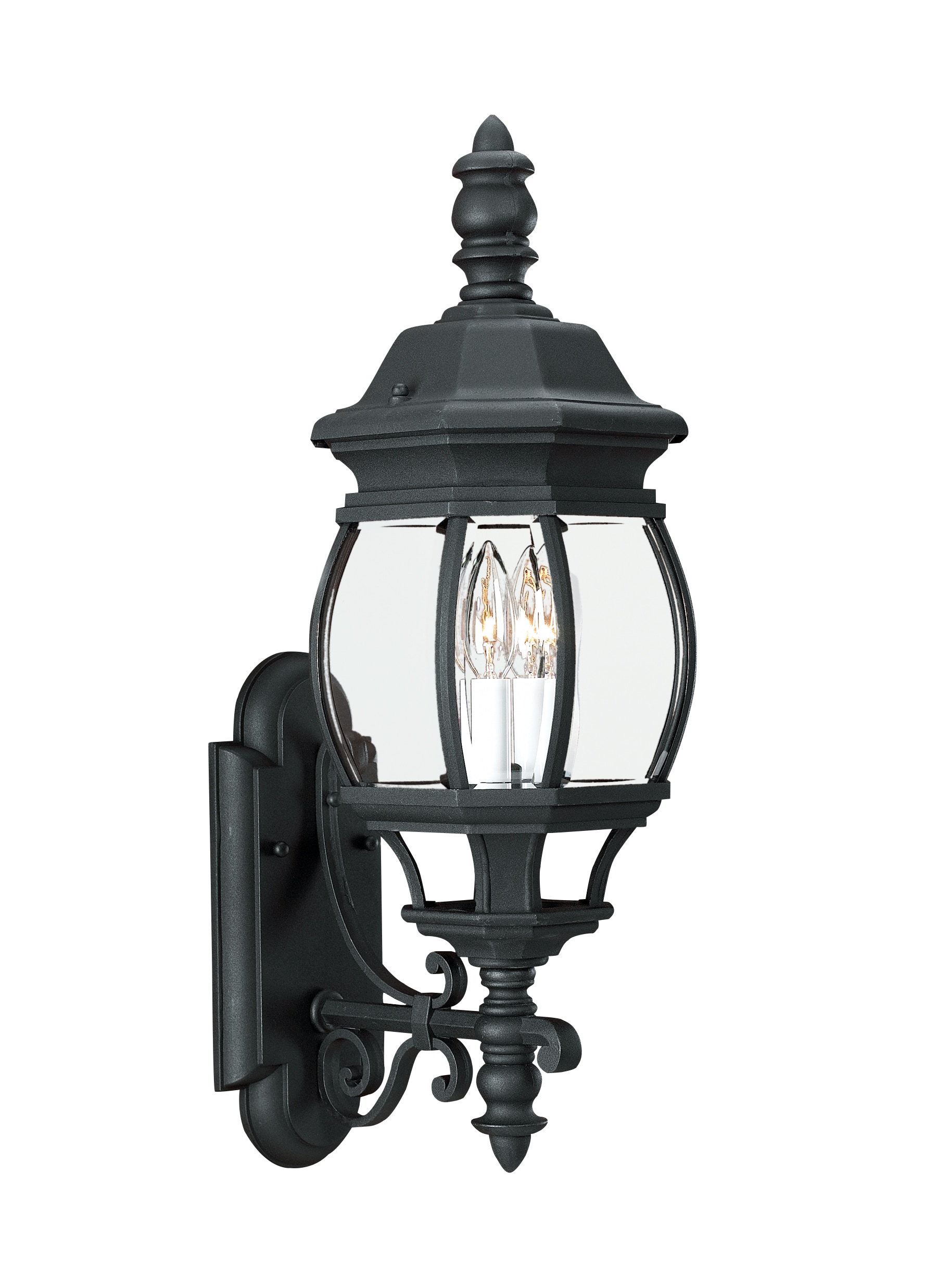 Black 24-Inch Outdoor Wall Lantern with Clear Glass