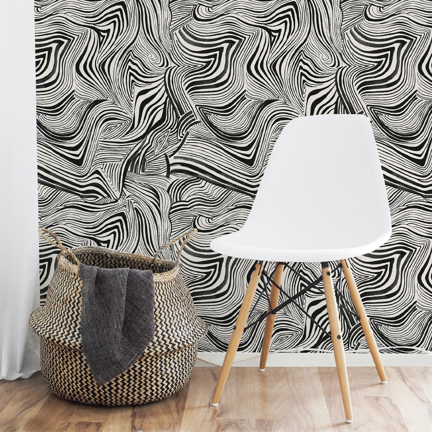 Tempaper 28-sq ft White and Black Vinyl Abstract Self-adhesive Peel and ...