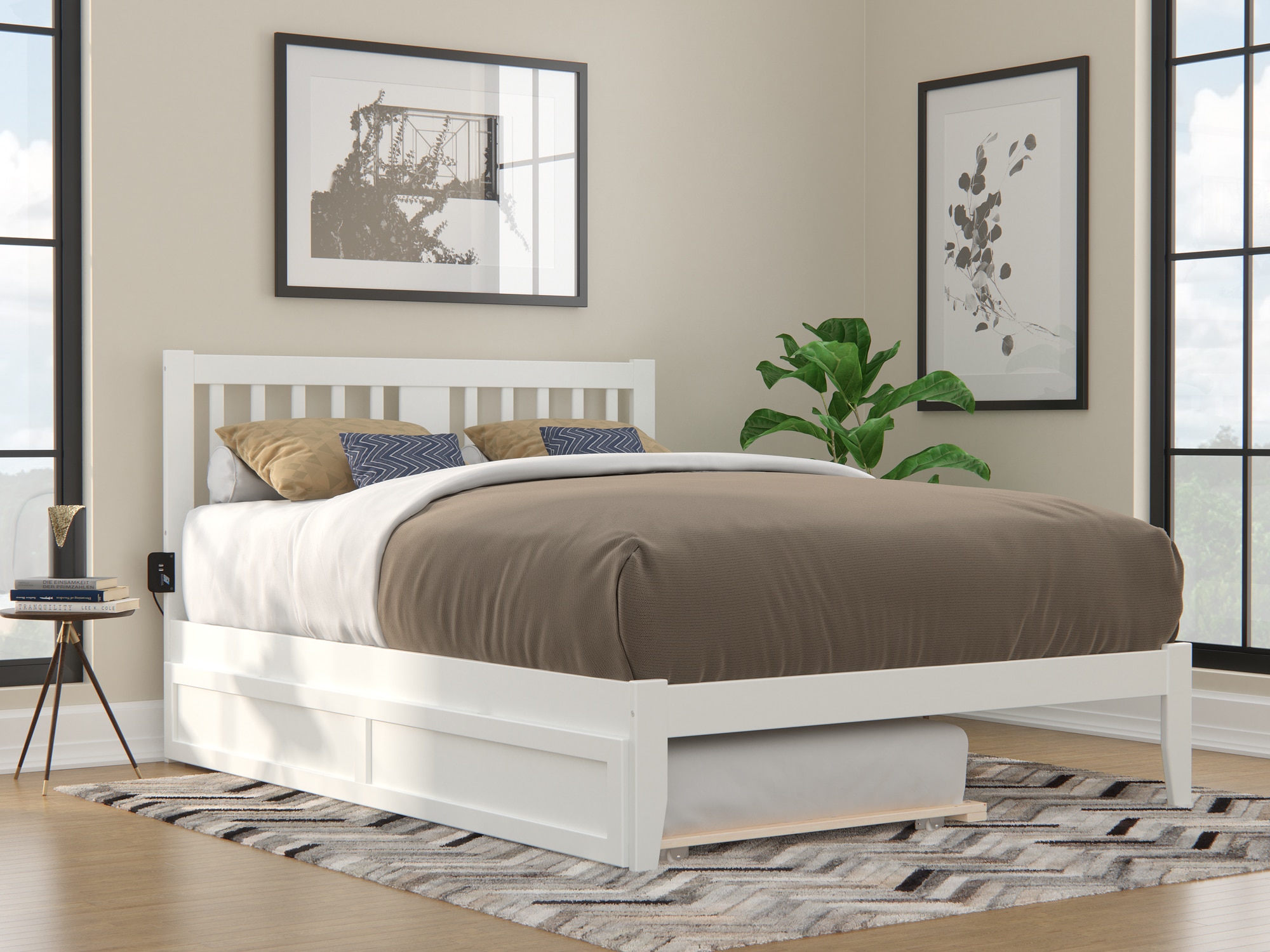 AFI Furnishings AG8911142 Tahoe White Queen Wood Trundle Bed
