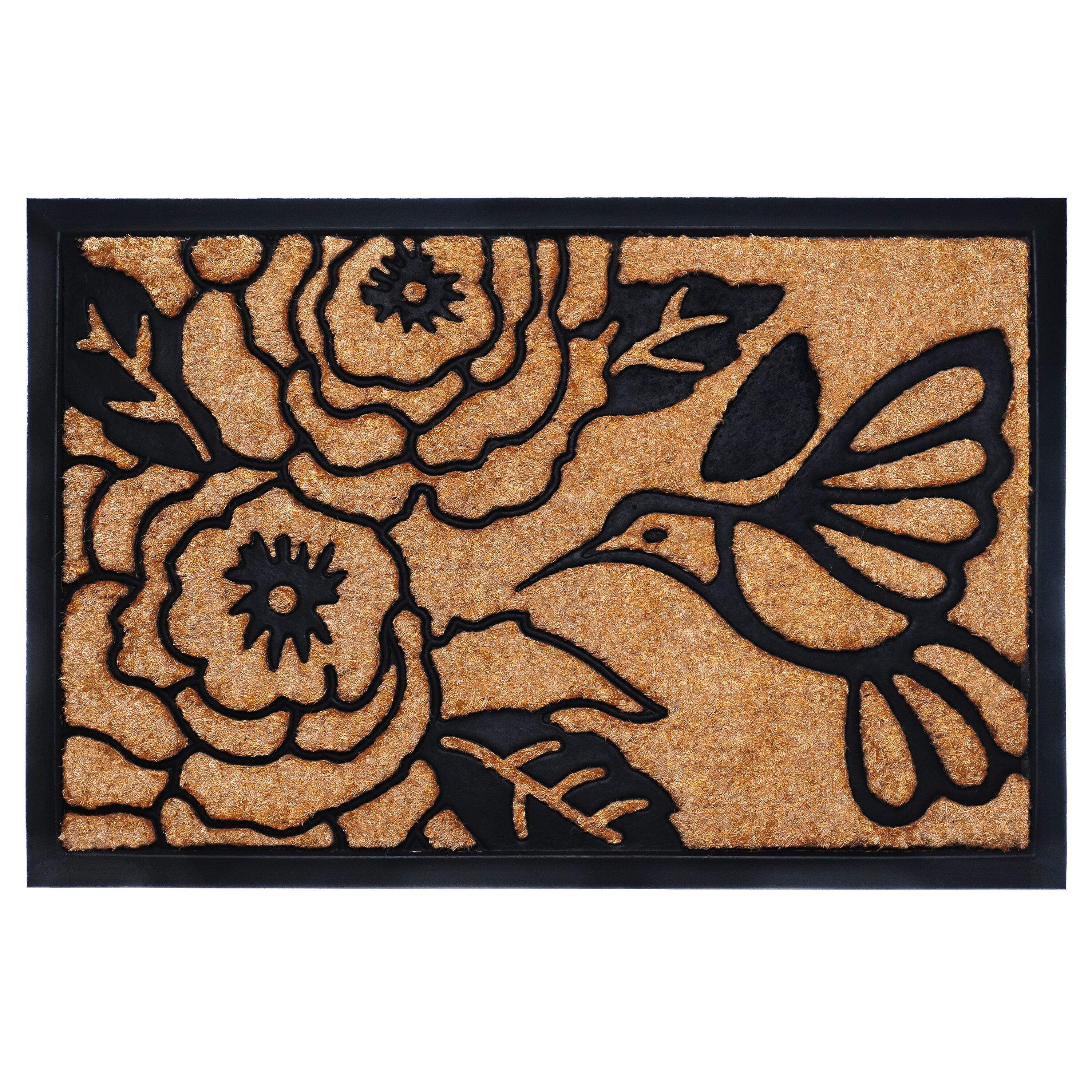 Callowaymills - 24-in x 36-in Hummingbird Haven Coir Non-Slip Grip Indoor or outdoor Door Mat