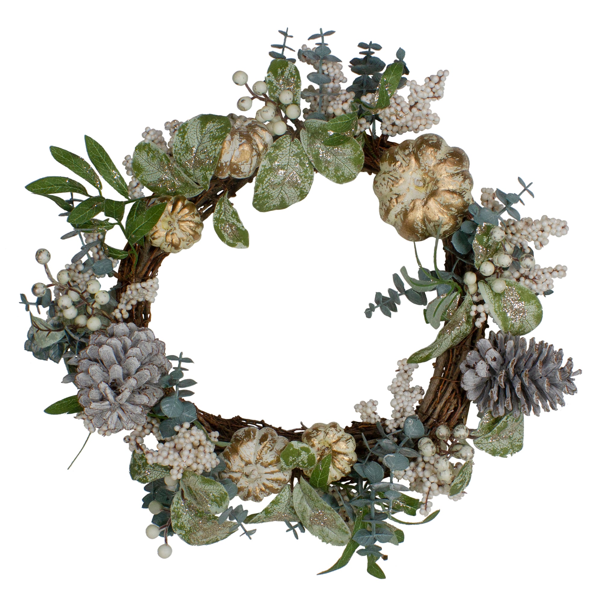 Northlight 34315215 1.5-ft 18-in White Pumpkins Artificial wreath