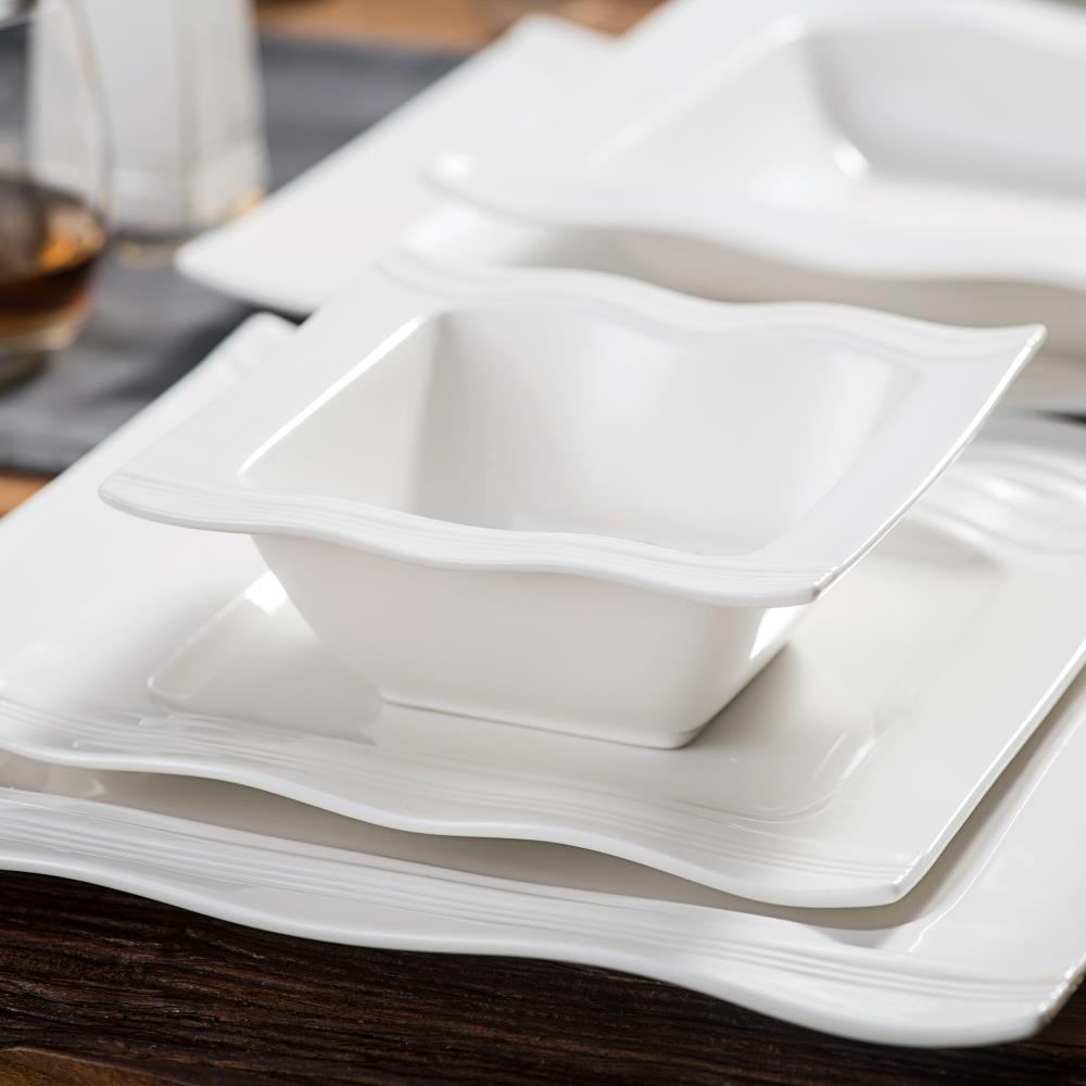 MALACASA 28-Piece White Porcelain Dinnerware in the Dinnerware