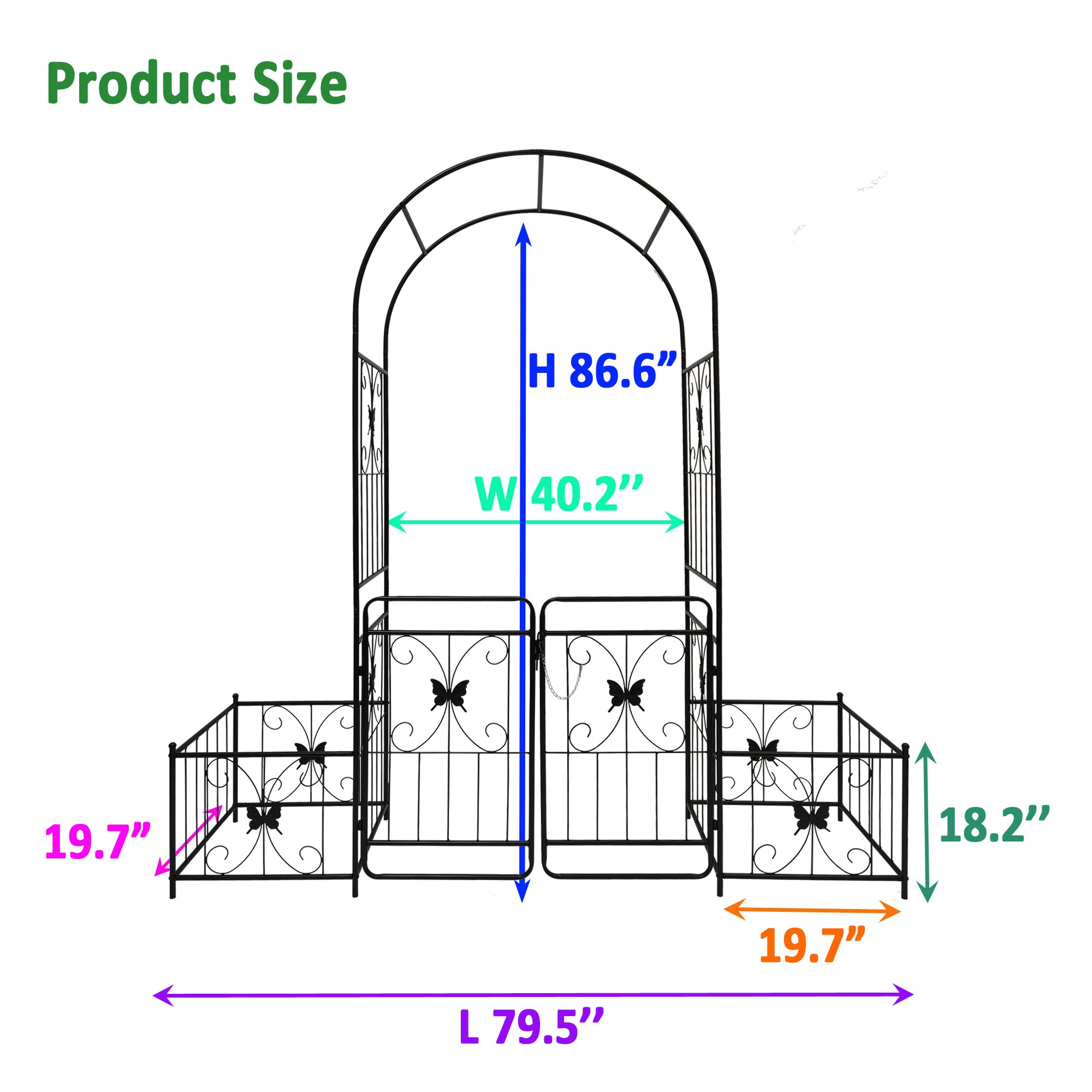 AHIOU HOME Detroit 6.6-ft W X 7.2-ft H Black Garden Arbor In The Garden ...