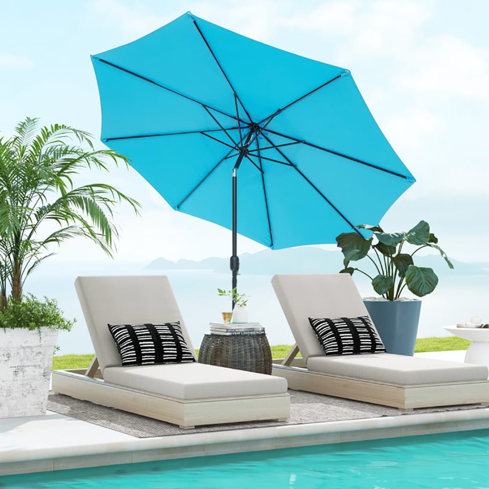 CASAINC JC-460BASE 10-ft Steel Blue Push-button Tilt Market Patio Umbrella