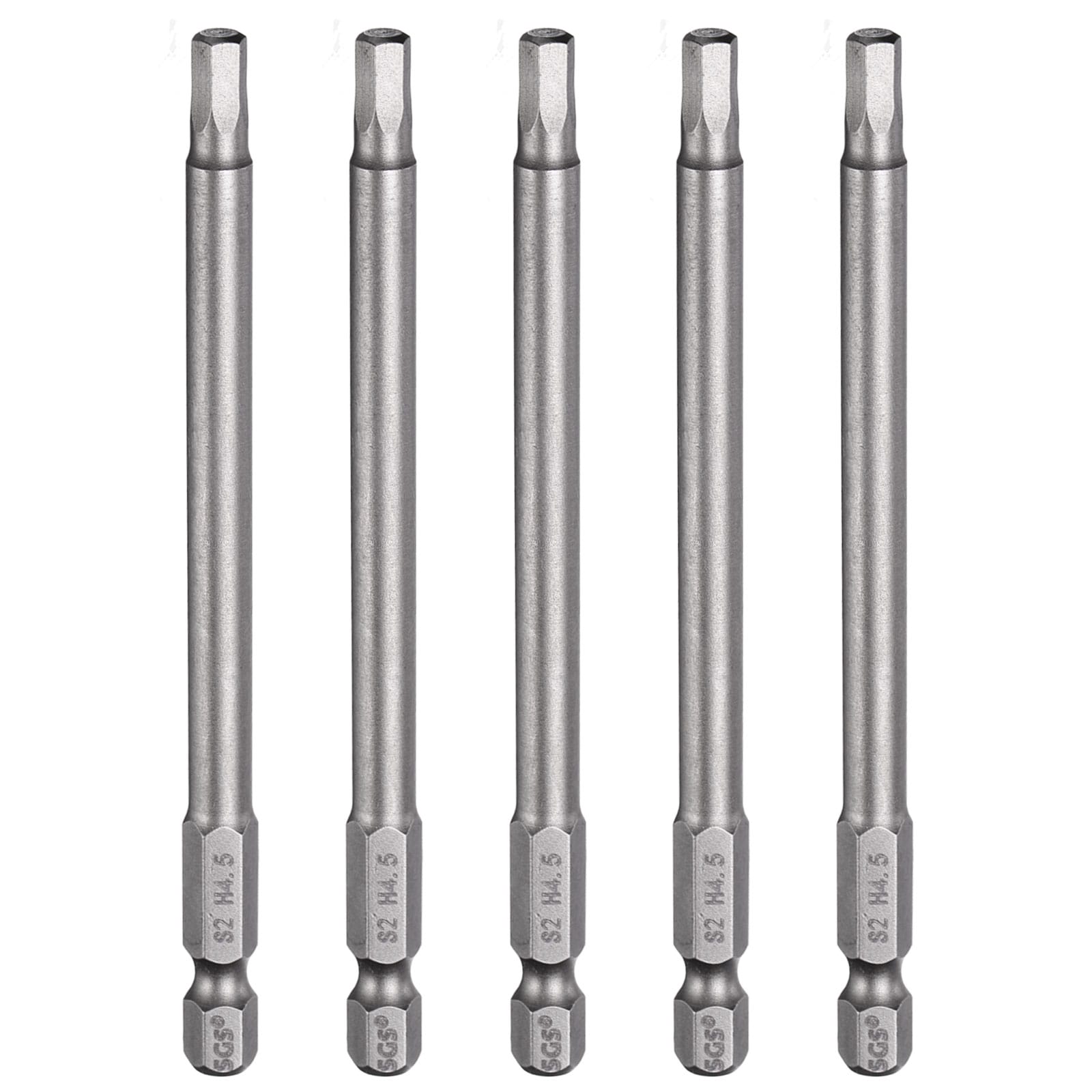 Unique Bargains 5pcs H4.5 Hex Head Drill Bit Wrench 4.5mm Metric Flat Tip 1/4 Inch Hex Shank 100mm (4 Inch) Long Magnetic Hexagonal Screw Driver Socket Industrial Screwdriver Power Bits #S26041600UX4399