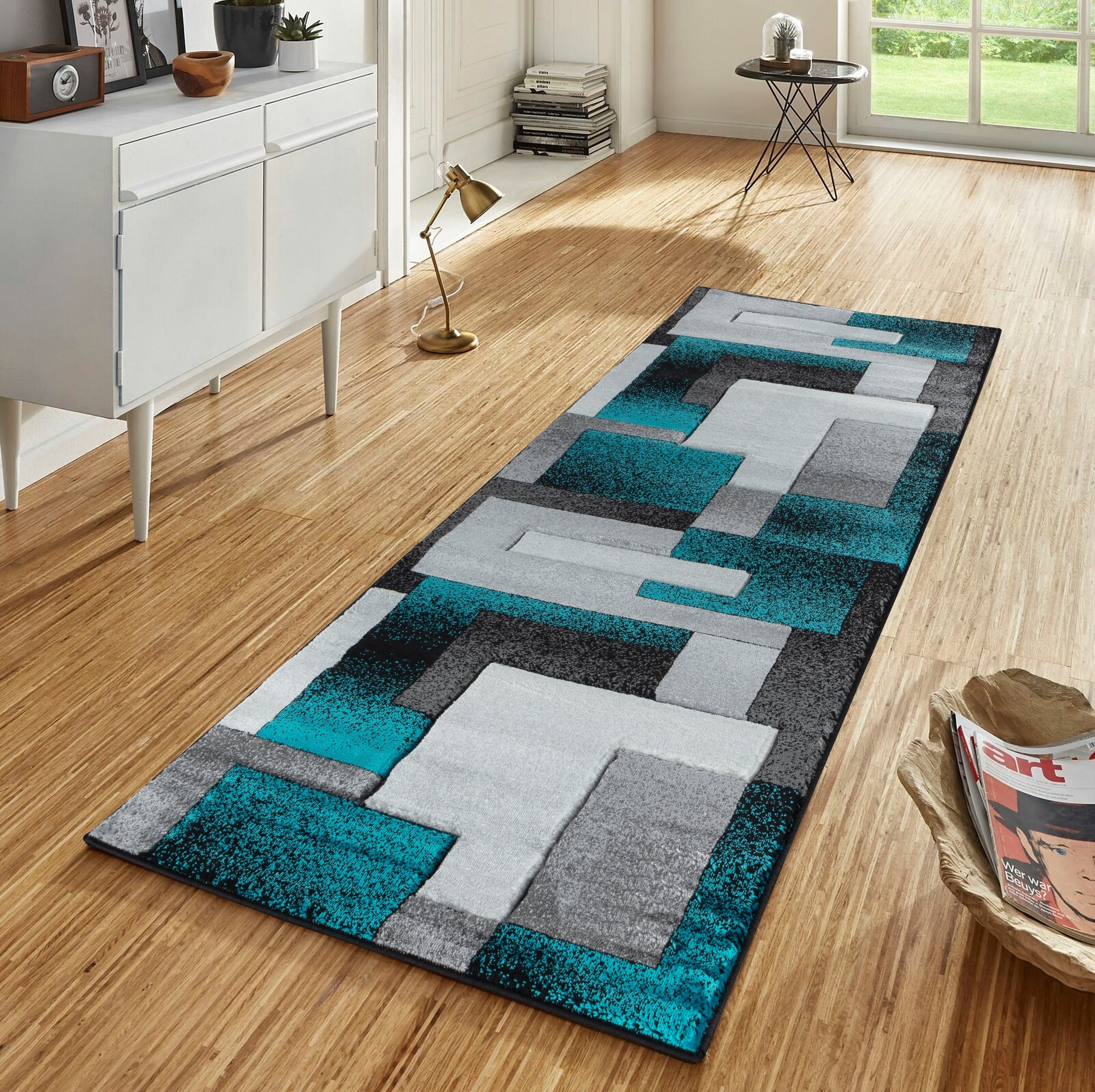 MDA Rugs OR12628 Orelsi 2 x 8 (ft) Polypropylene Gray/Blue Rectangular Indoor Abstract Runner rug