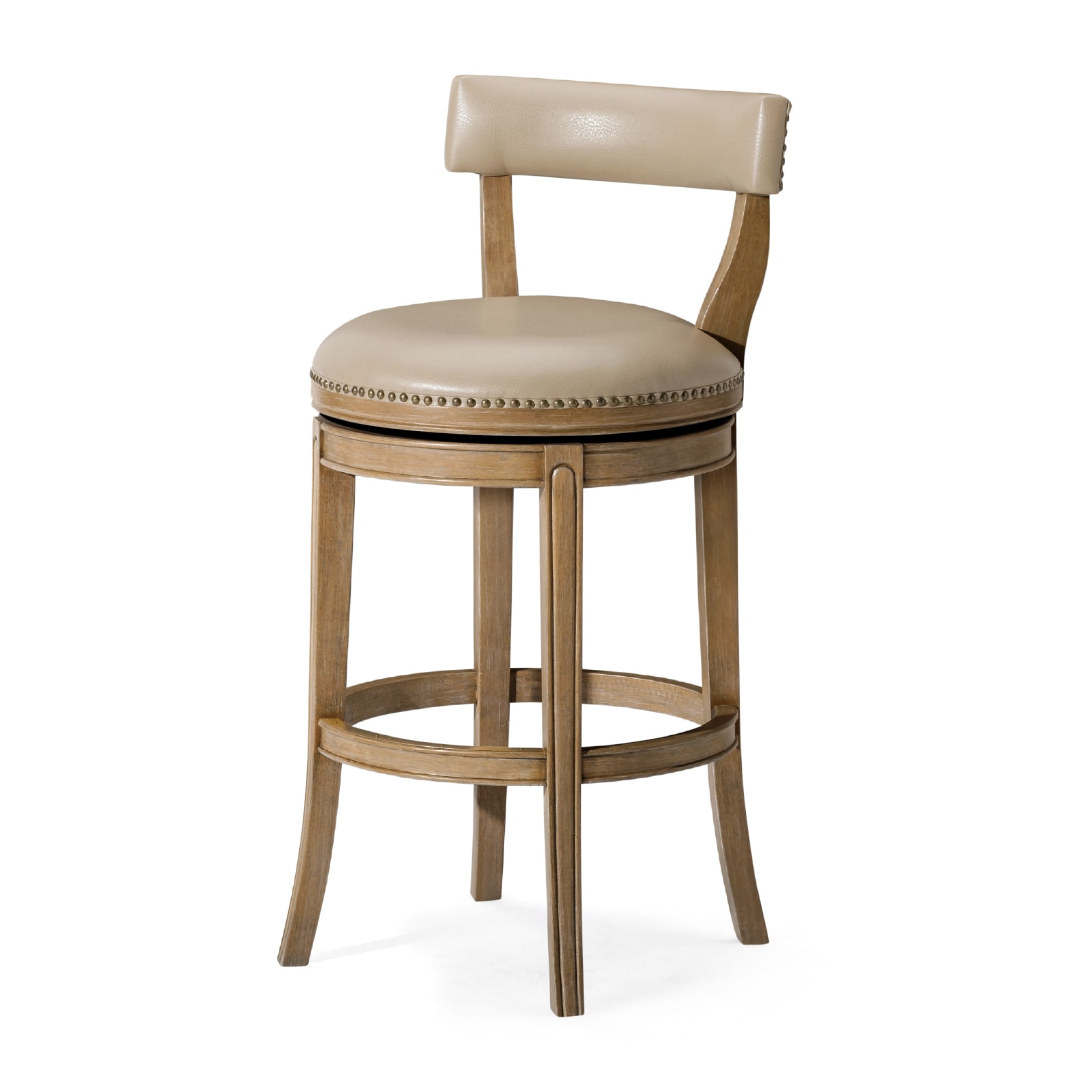 Maven Lane ML109320-PBS-WO 31in Alexander Bar Stool in Weathered Oak Finish with Avanti Bone Vegan Leather