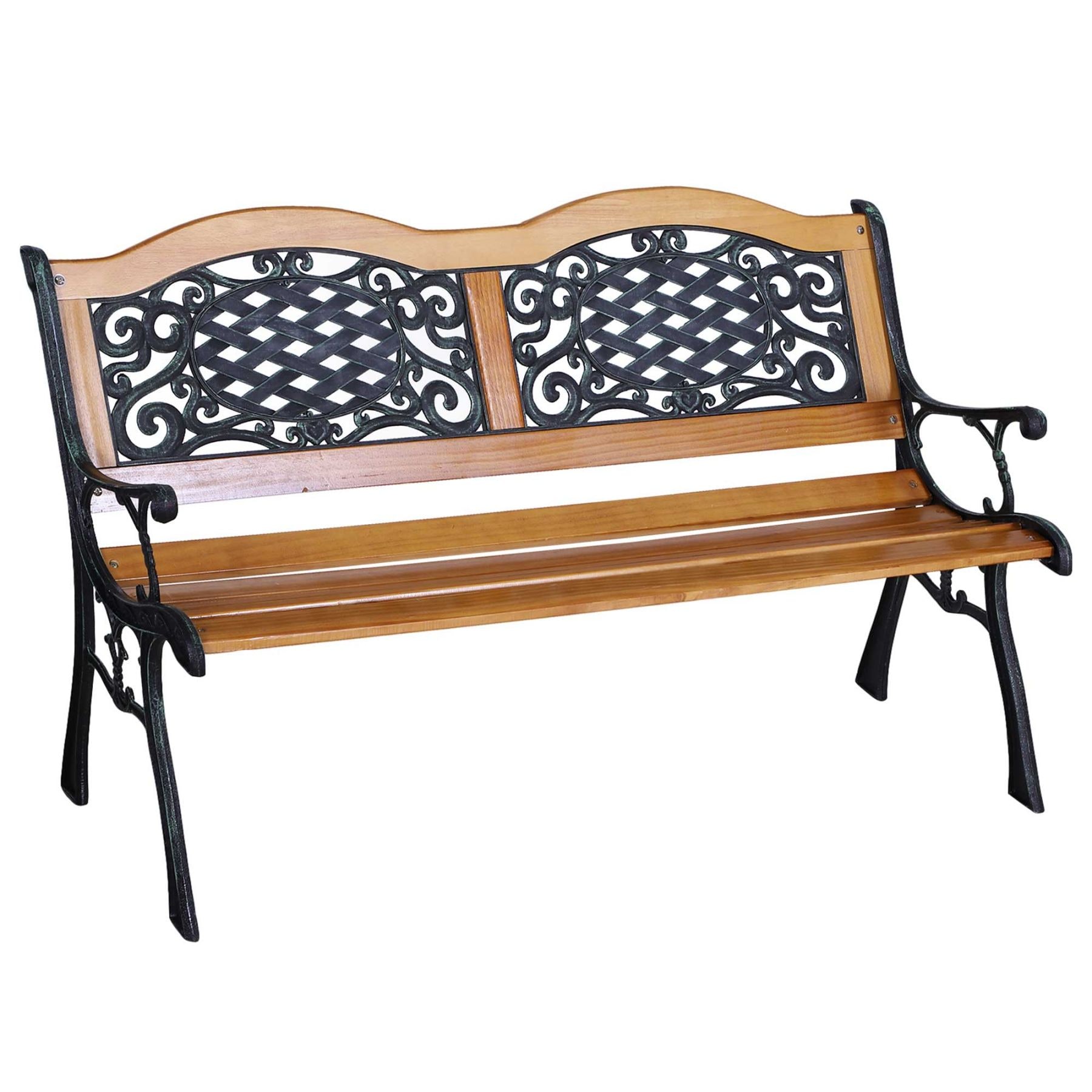 Maocao Hoom BH23225 50" Outdoor Garden Bench 49.5-in W x 30.25-in H Natural Steel Garden Bench