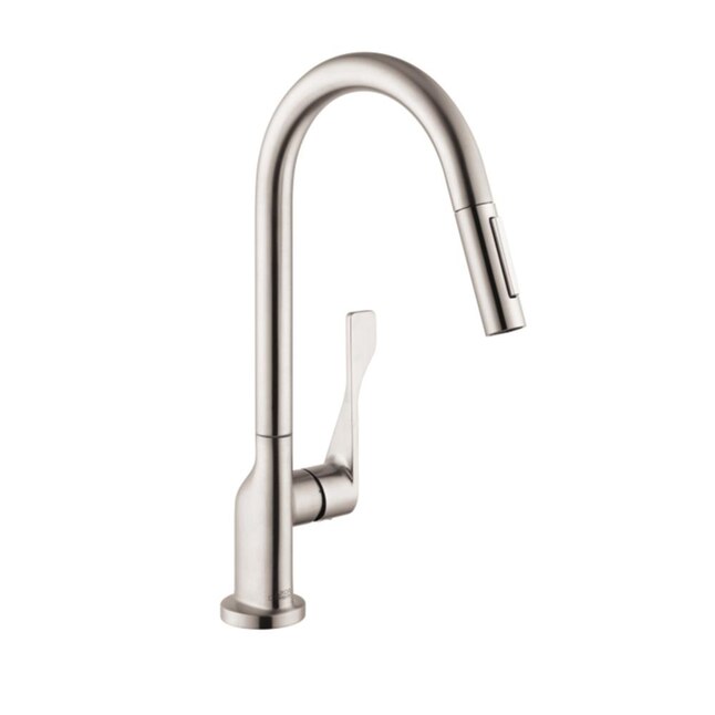 Hansgrohe Citterio Steel Optik 1-Handle Deck-Mount Pull-Down Handle Kitchen Faucet Hansgrohe Citterio Steel Optik 1-Handle Deck-Mount Pull-Down Handle Kitchen Faucet