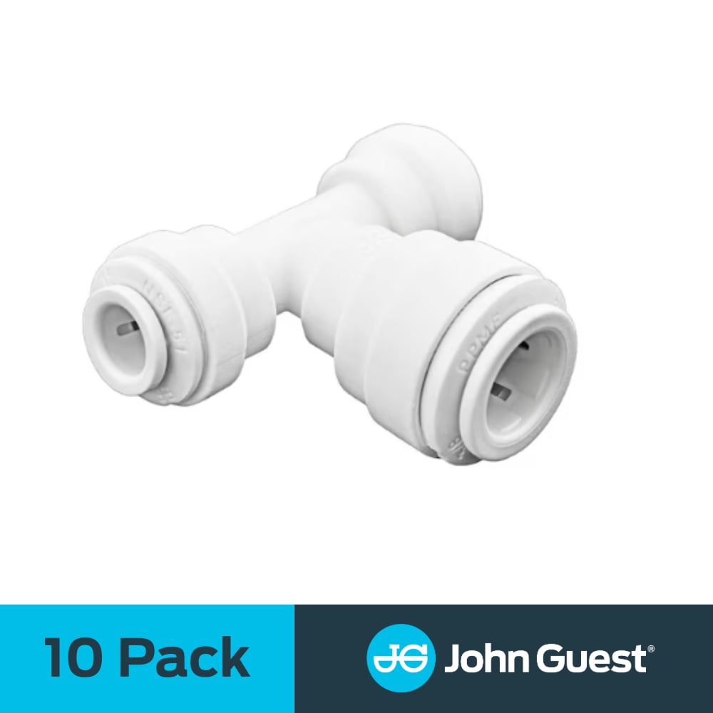 John Guest PP30080812W-US 1/4-in x 3/8-in Push-to-Connect Reducing Tee (10-Pack)