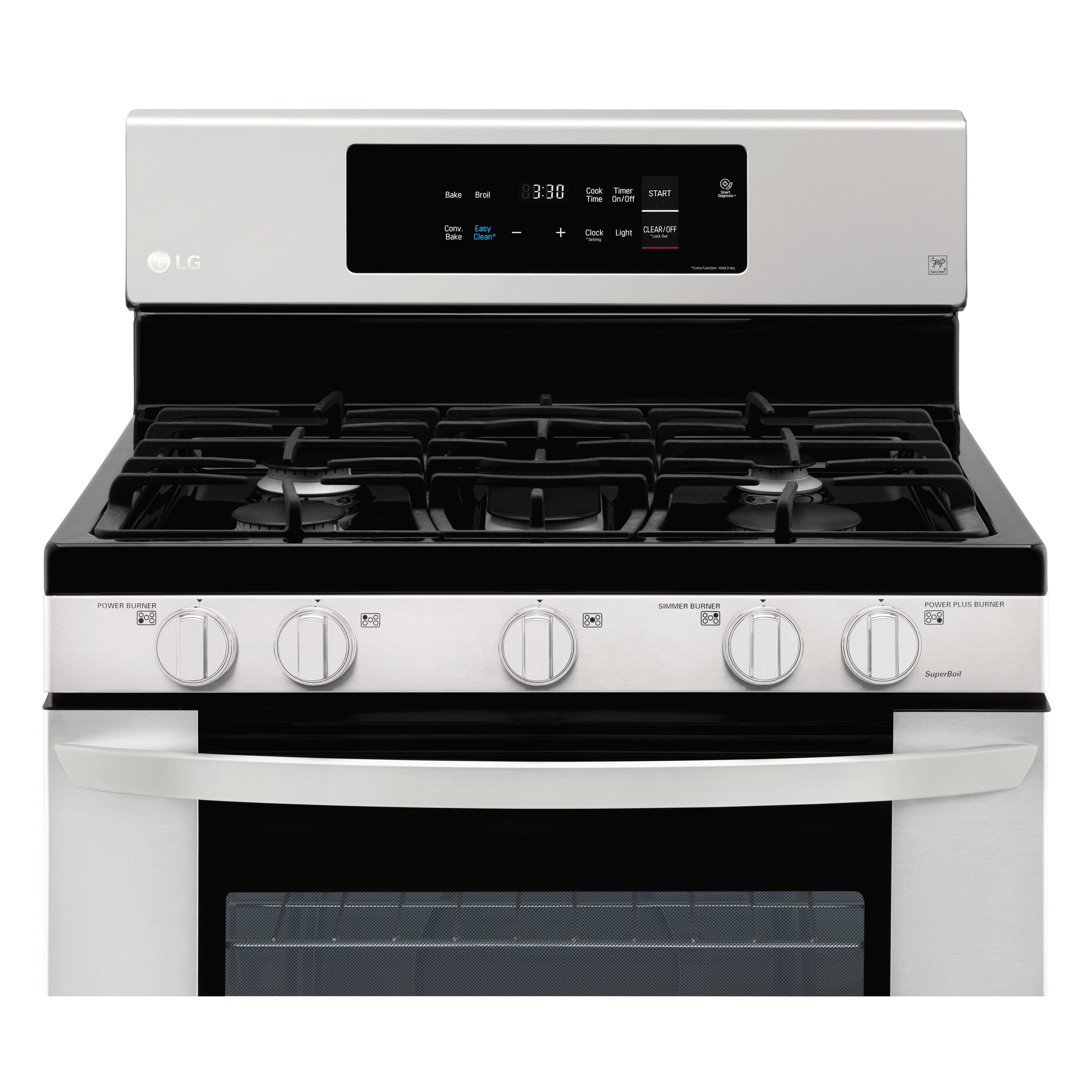 LG EasyClean 30-in 5 Burners 5.4-cu ft Freestanding Natural Gas Range  (Stainless Steel) in the Single Oven Gas Ranges department at