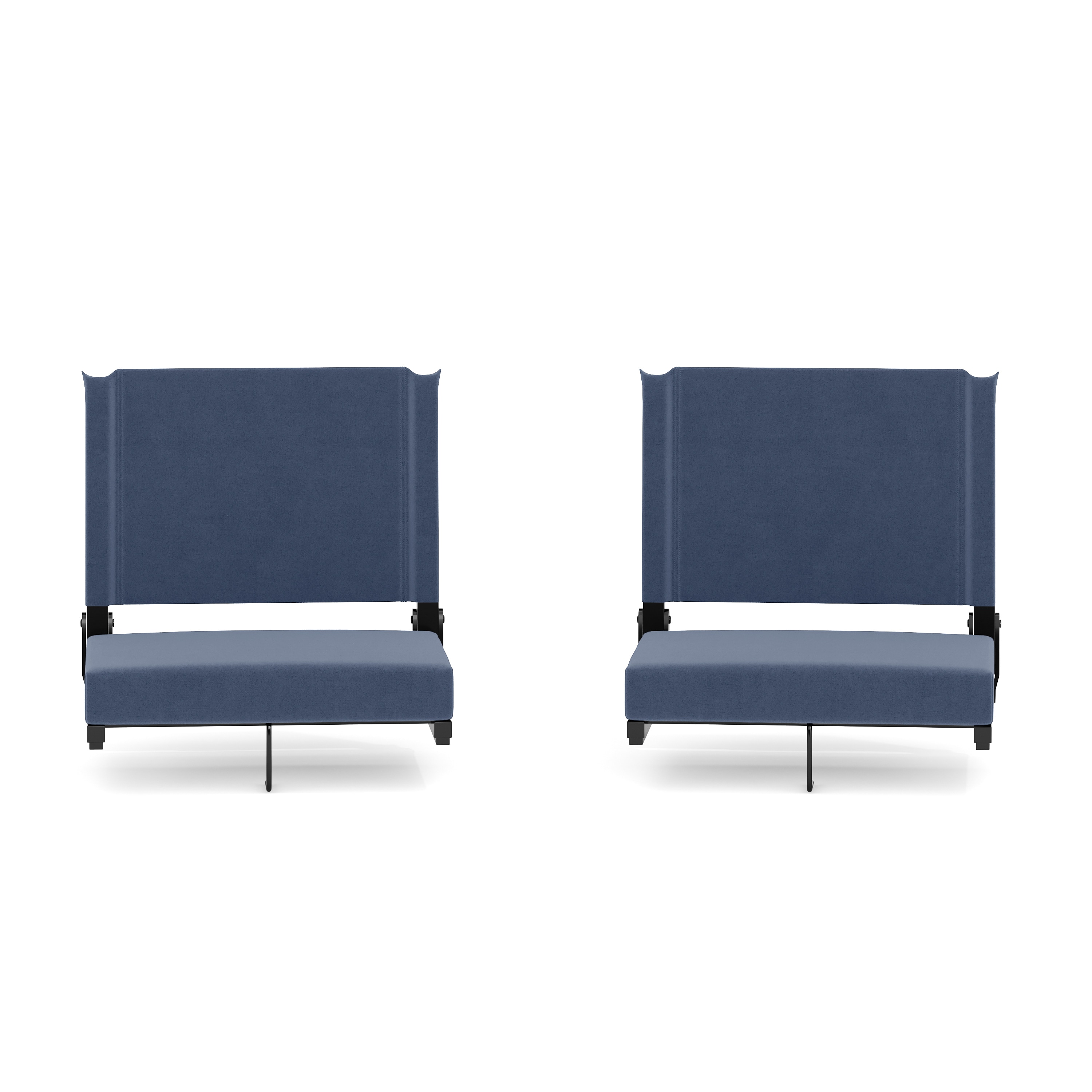 Emma + Oliver Set of 2 500 lb Rated Lightweight Stadium Chair with Ultra-Padded Seat; Navy Blue