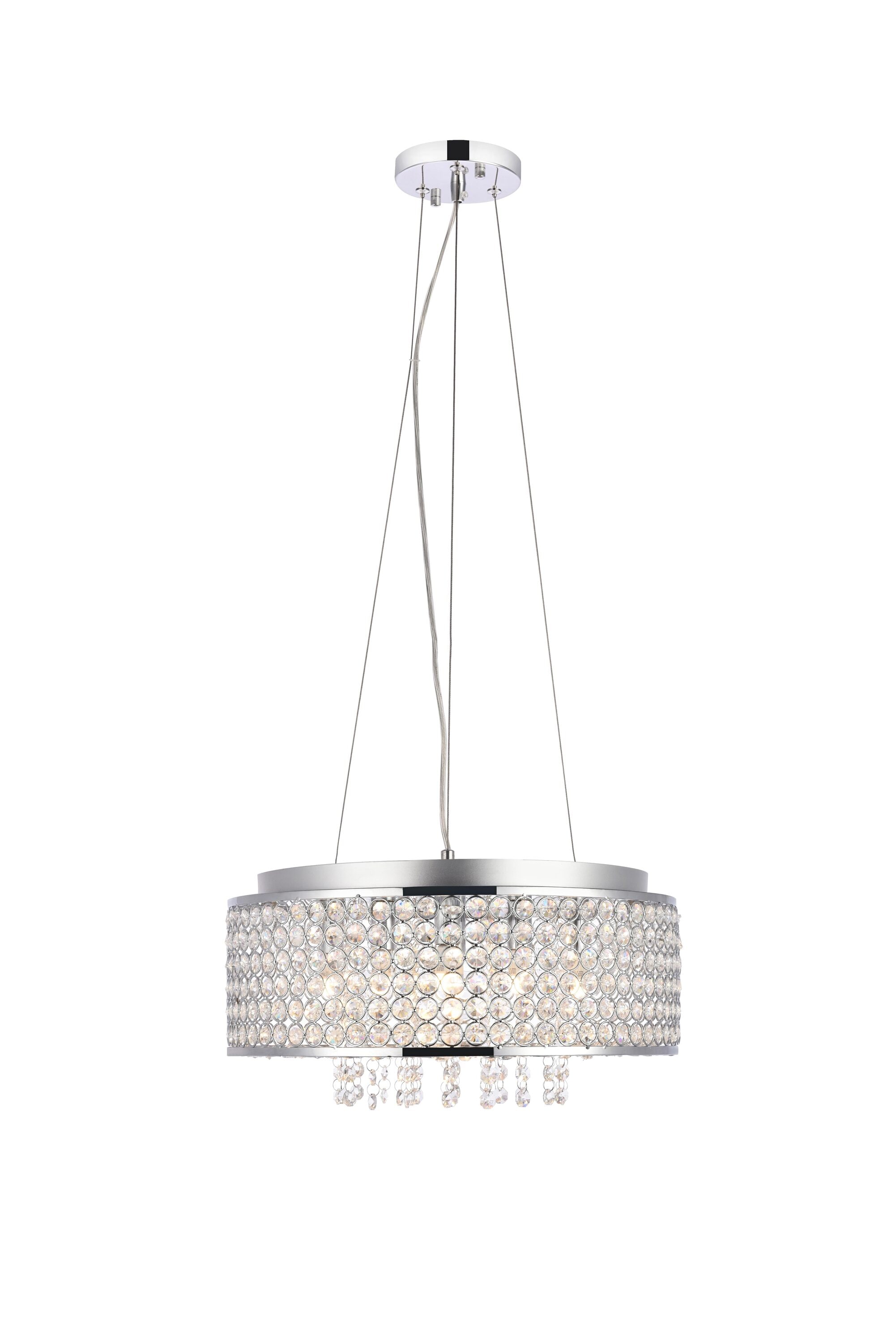 Elegant Decor HFV8742D16CRC Home Furnishing 6 -Light Chrome Modern/contemporary Drum Medium Hanging Pendant light
