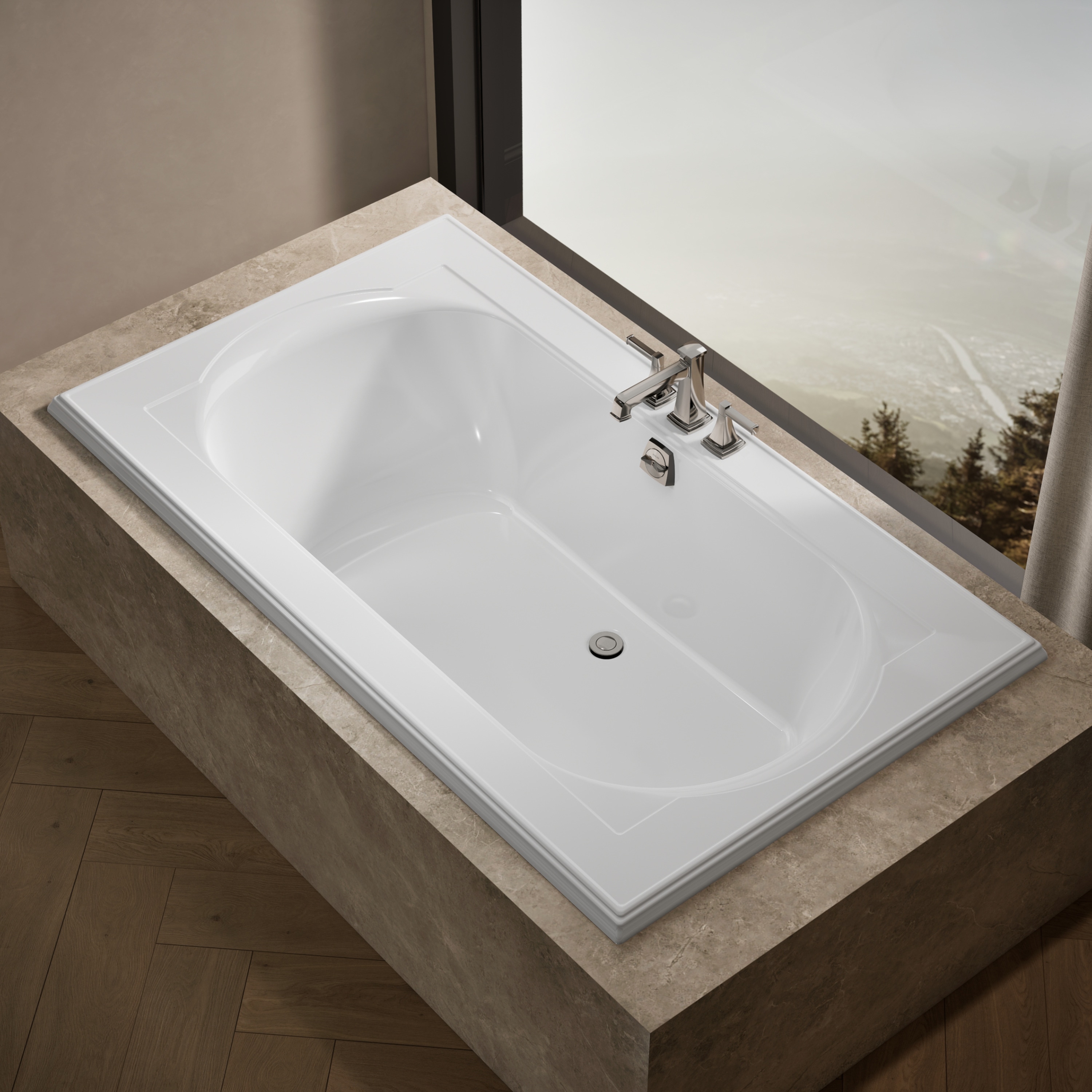 KOHLER - 42-in x 72-in White Acrylic Rectangle Drop-in Soaking Bathtub ( Center Drain )