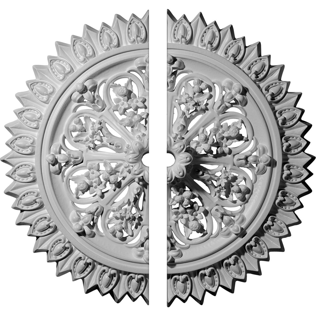 Ekena Millwork CM24LA2 Lariah 24.75-in W x 24.75-in L Traditional White Urethane Split Ceiling Medallion