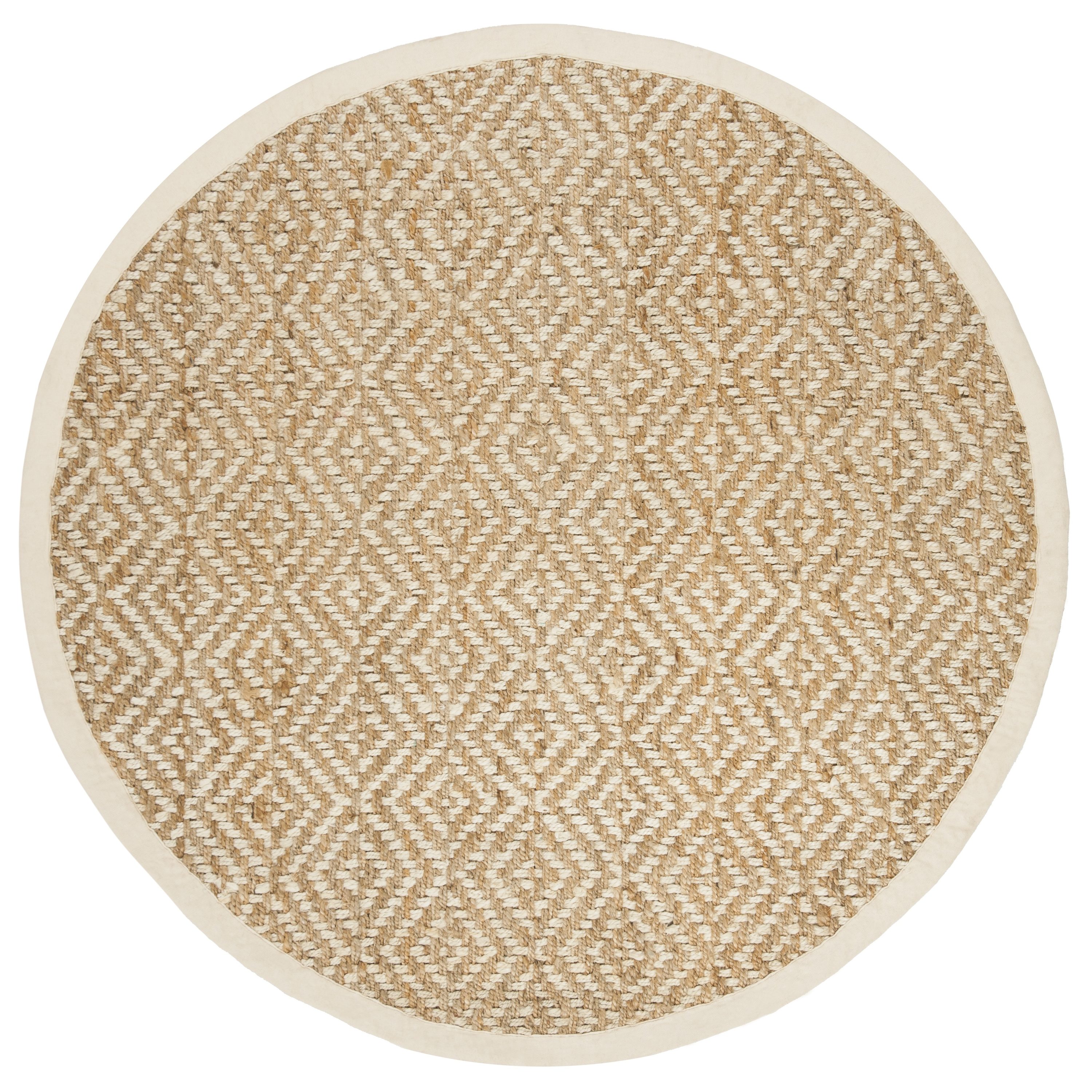 Safavieh NF266A-6R Natural Fiber Davie 6 x 6 (ft) Jute Ivory/Natural Round Indoor Geometric Coastal Area rug