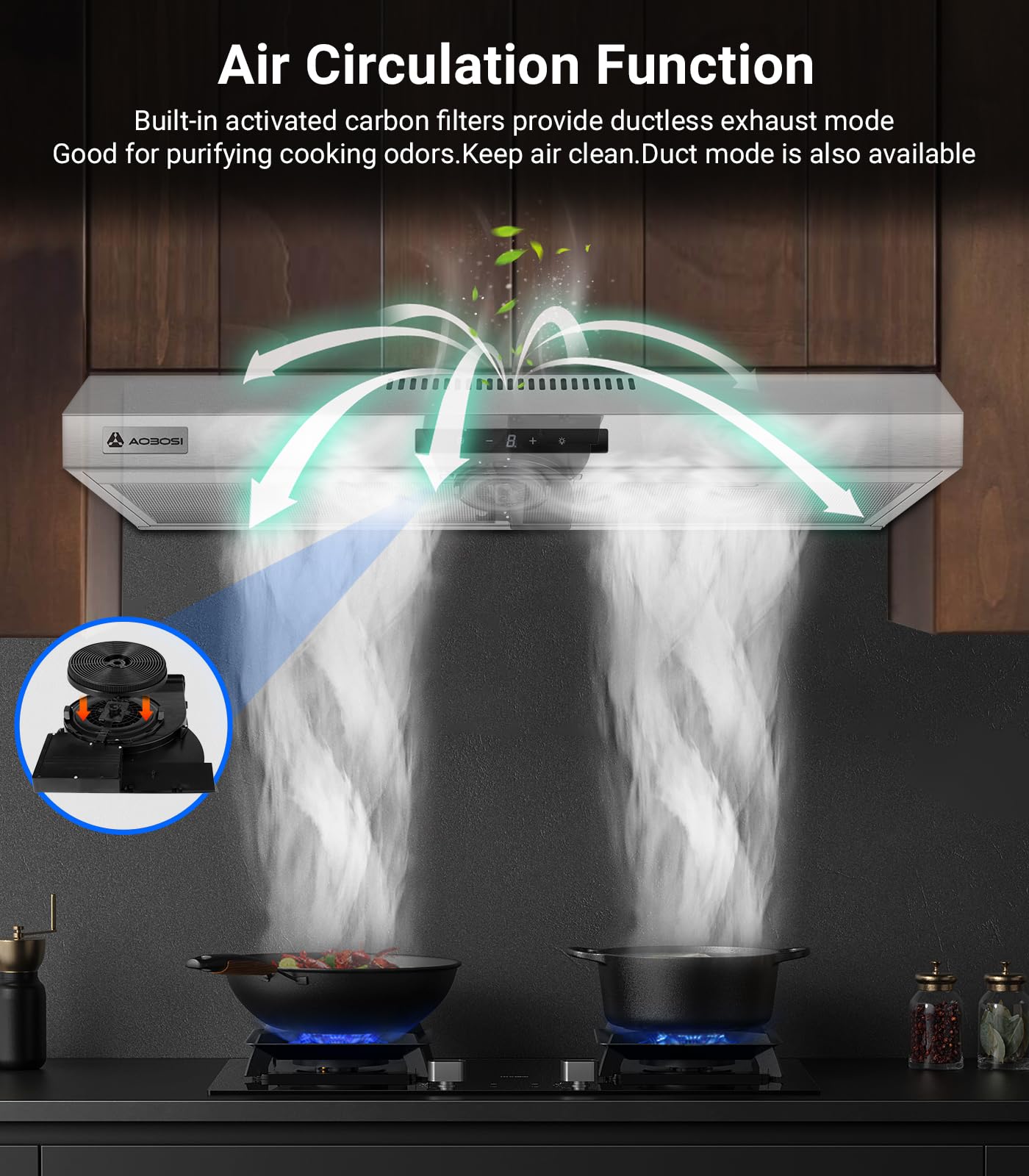 AOBOSI UL-23BTHD30-TS-ST Undercabinet-Range-Hoods - View #5