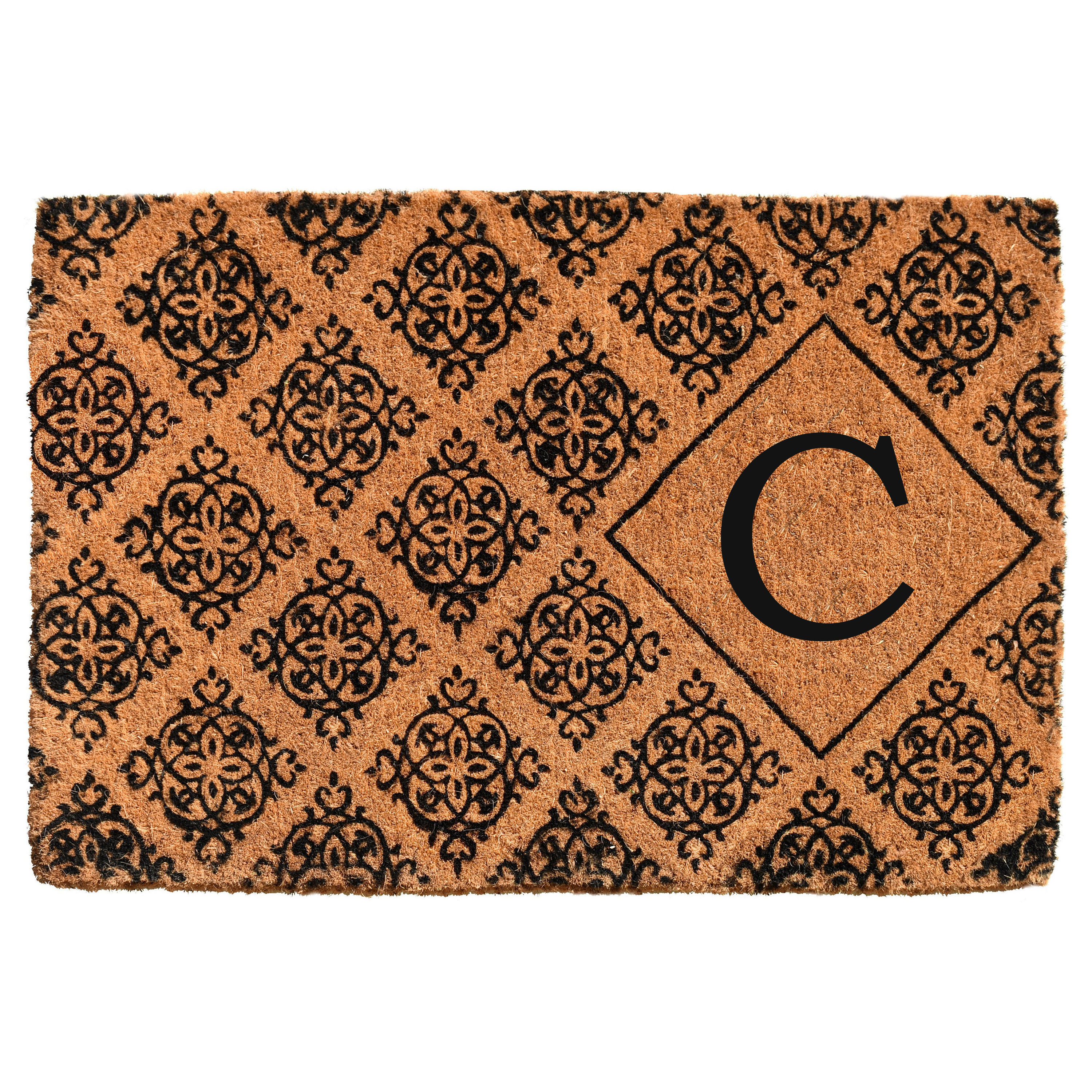 Callowaymills 103332436C 24-in x 36-in Natural/Black Coir Non-Slip Grip Indoor or outdoor Decorative Door Mat