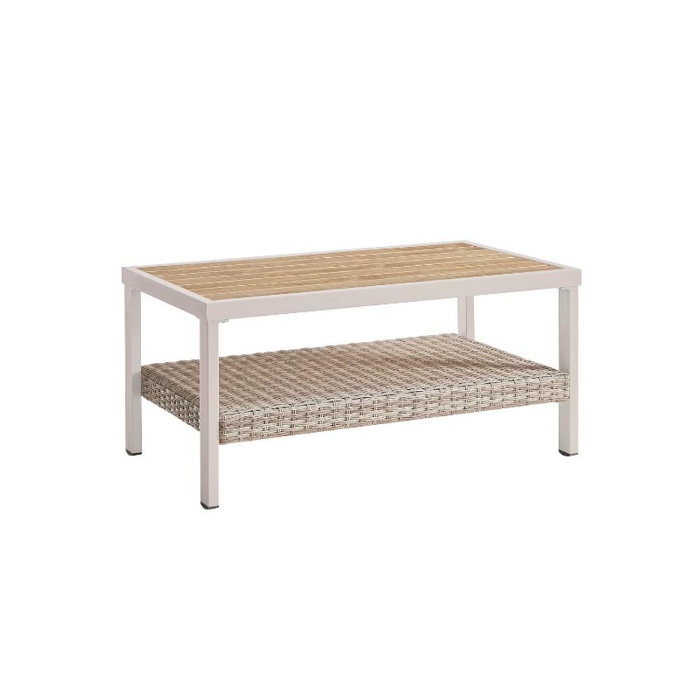 SONGMICS HOME YPG103W02 ONGMICS HOME Sencillo Collection - Outdoor Steel Coffee Table with Storage Bone Color