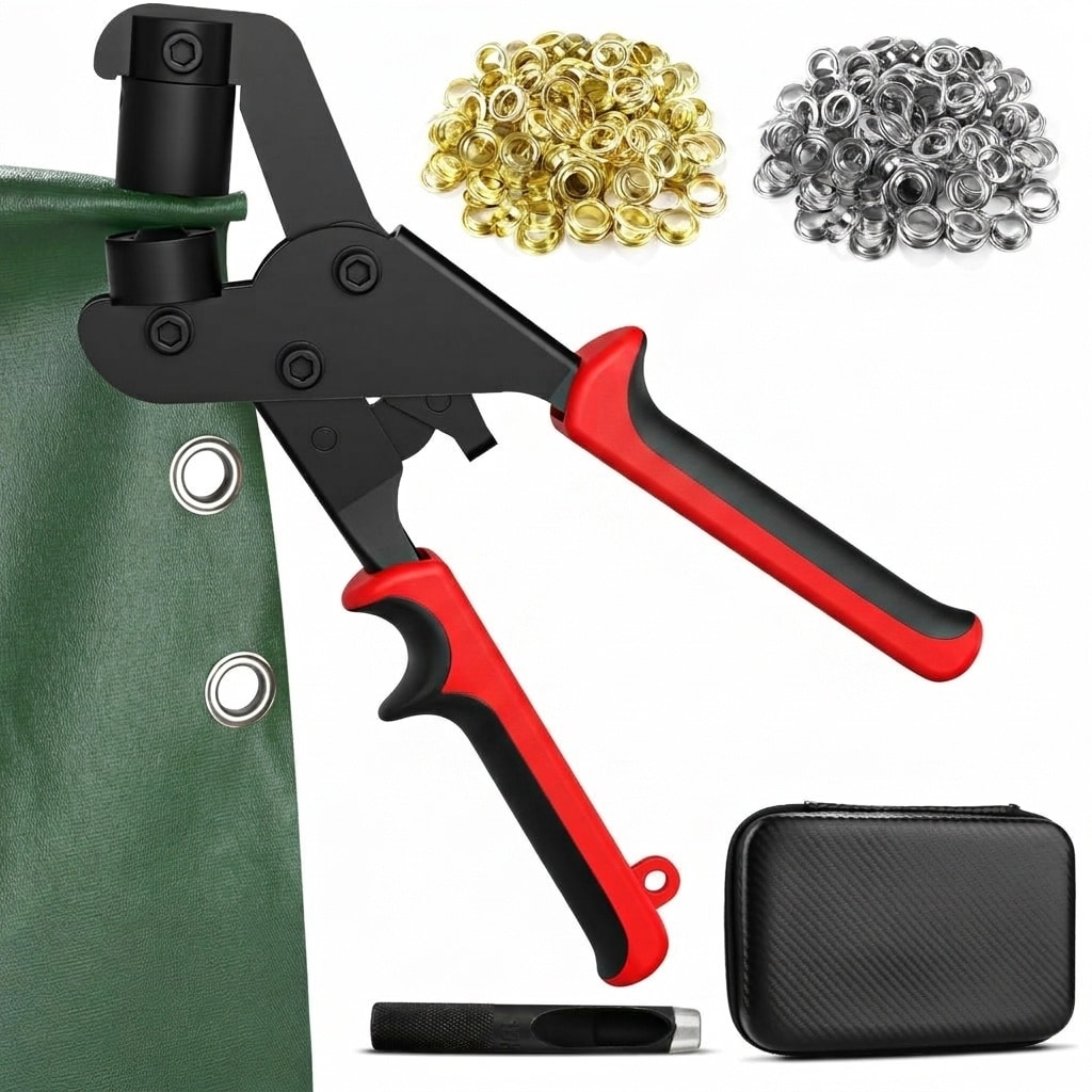 Etokfoks  500 Piece 3 8 Inch Grommet Eyelet Tool Kit with Hand Pliers and Hole Punch for Tarps Leather Paper Flag