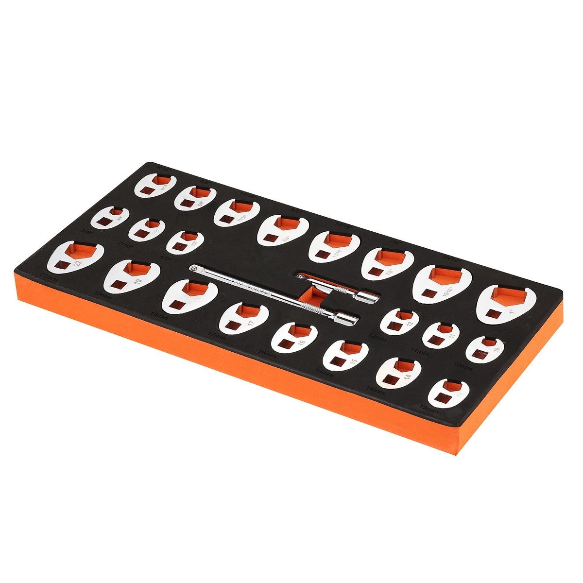 Tooliom 3/8 Drive Crowfoot Wrench Set 24 Piece SAE And Metric CR-MO Steel