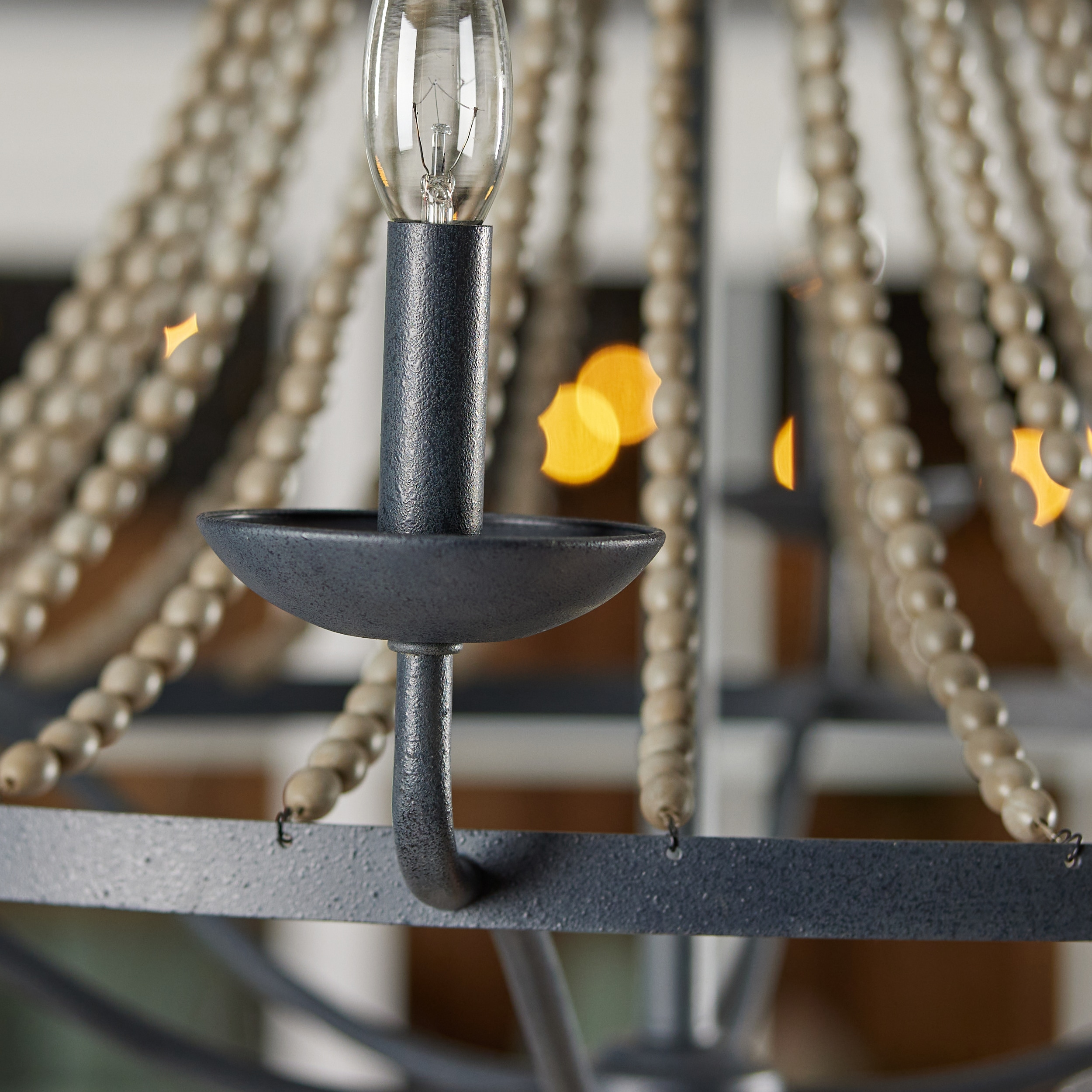 Nori 6-Light Dark Weathered Zinc and Driftwood Grey Chandelier