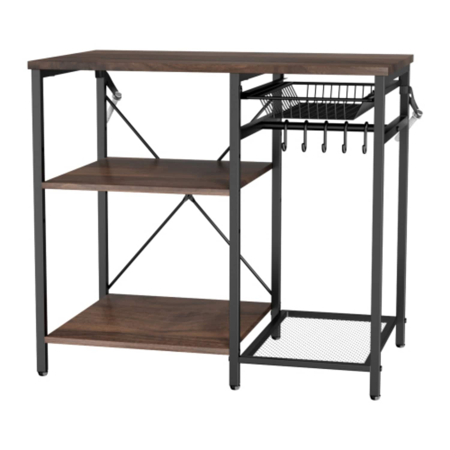 Lirago - Kitchen Bakers Rack 35.4 inch Width Bakers Rack Kitchen Stand with X-Shaped Support Bar ...