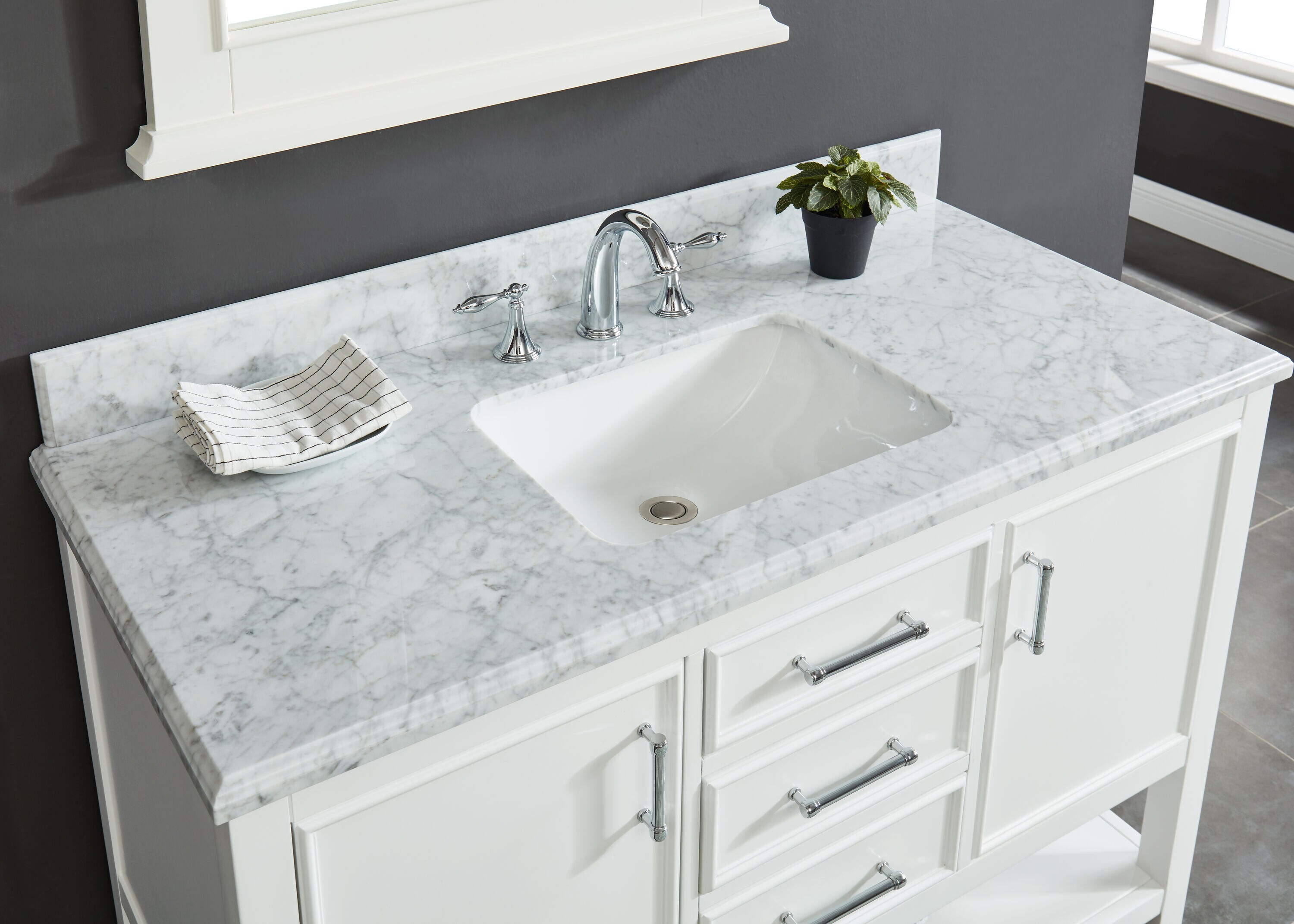 allen + roth Presnell 48-in Dove White Undermount Single Sink Bathroom ...