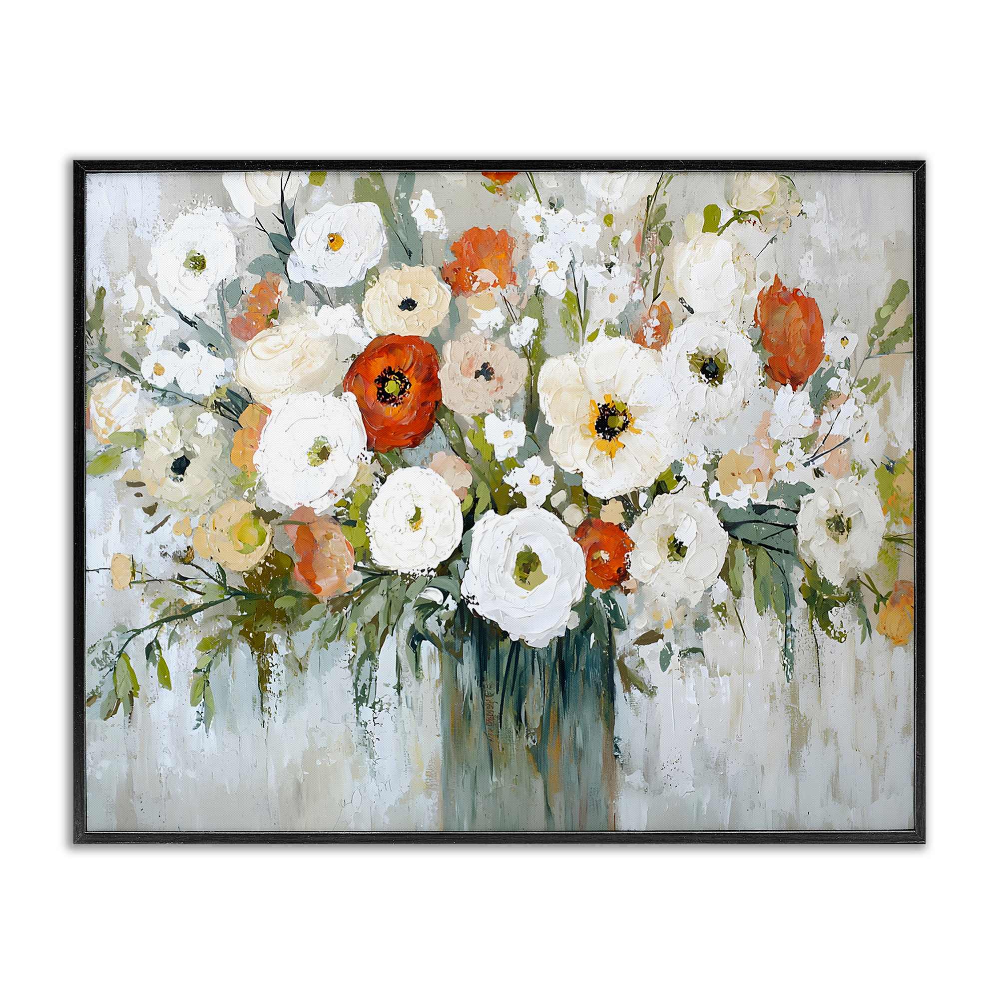 Stupell Industries BT-903-FR-16X20 Ivory and Ruby Bouquet Black Framed Giclee Art By Franklyn Gregory 20 x 16