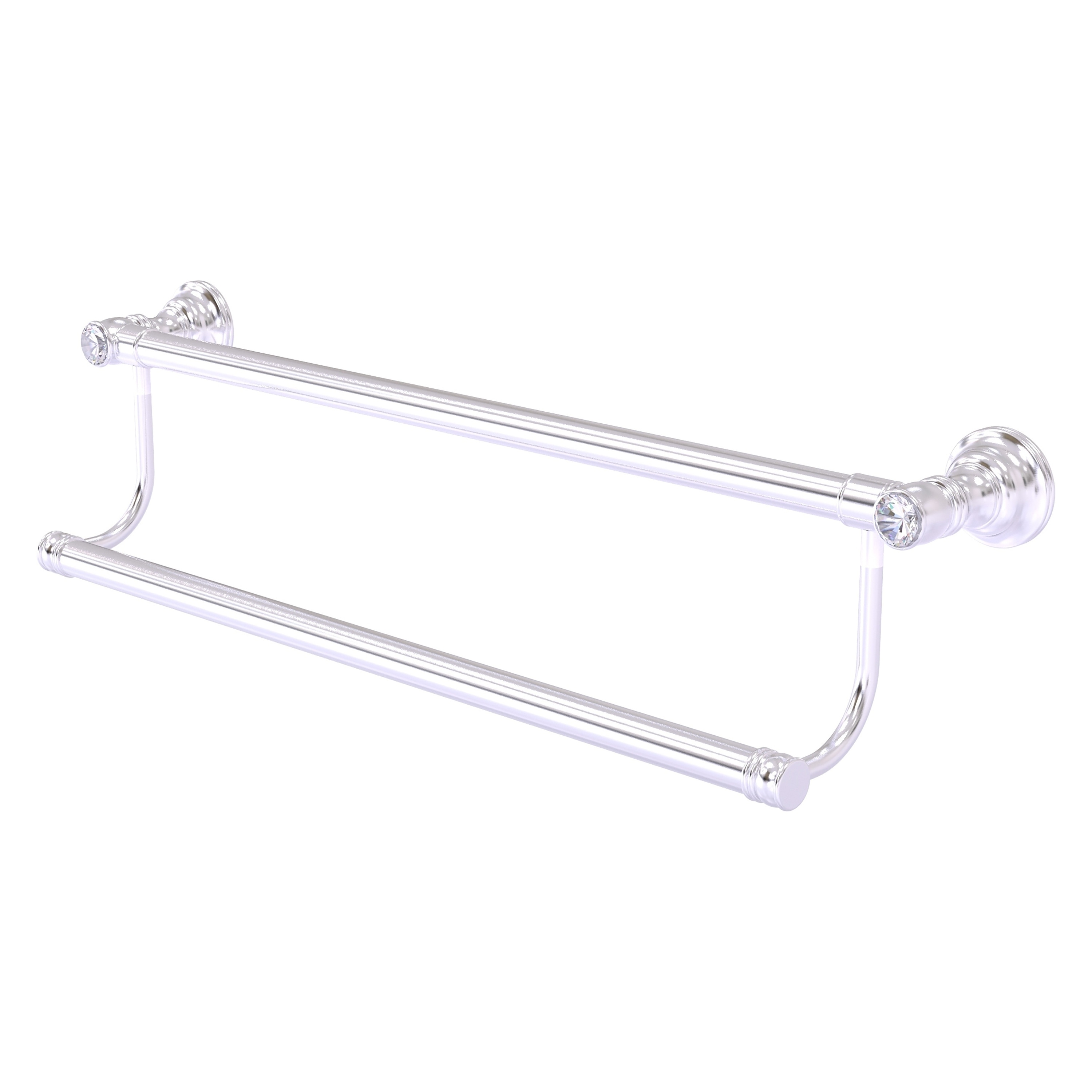 Allied Brass CC-72-24-SCH Carolina Crystal 24-in double Satin Chrome Wall mount Double Towel Bar