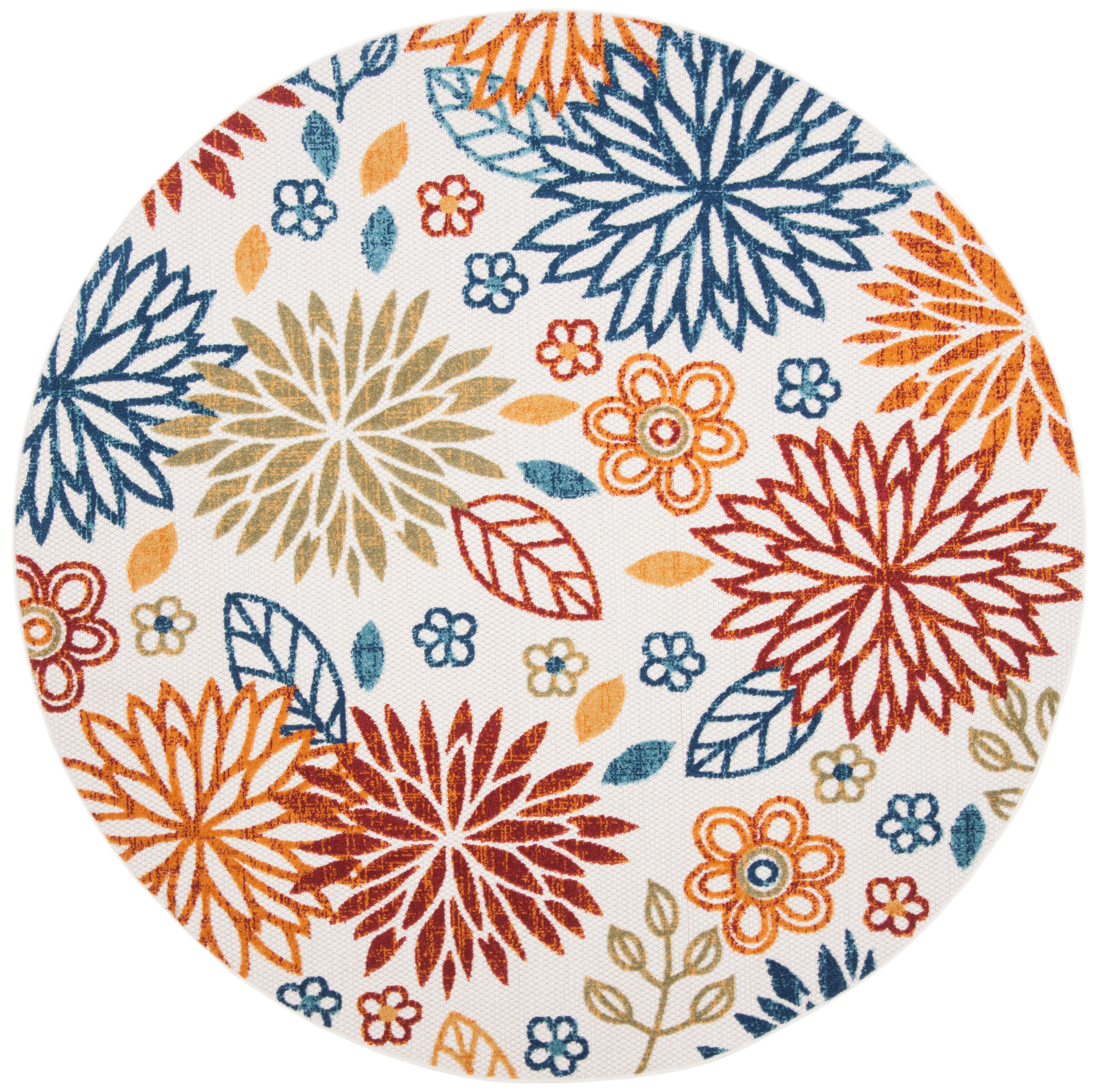 Cabana CBN833 Power Loomed Indoor and Outdoor Area Rug - Creme/Red - 3' round - Safavieh.