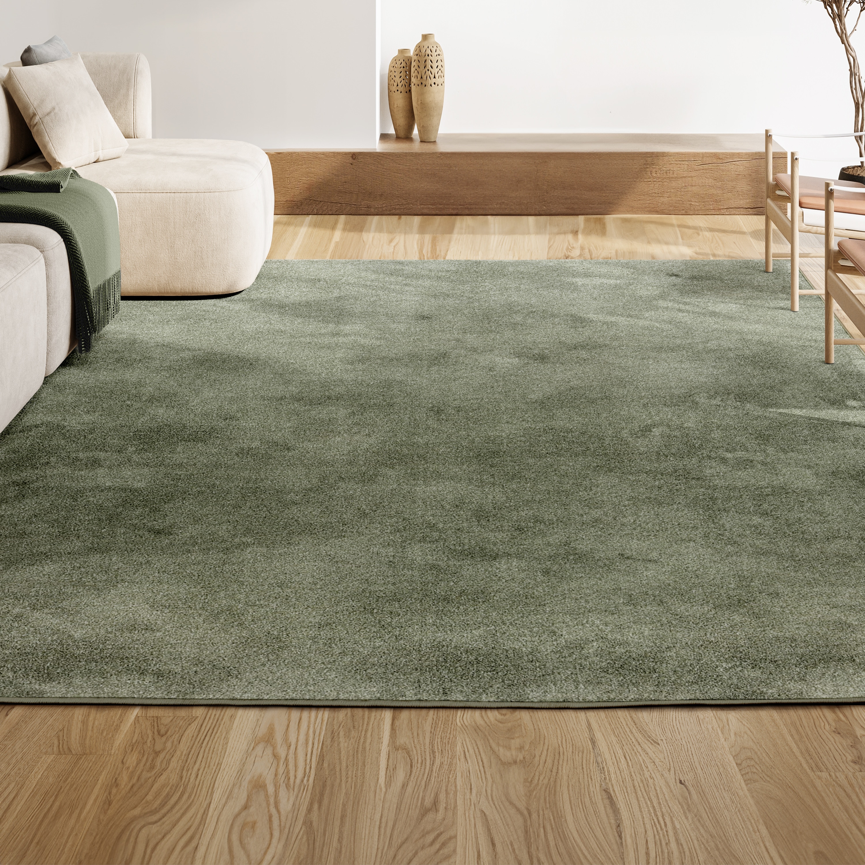 JONATHAN Y SUPERSOFT Haze Solid Low-Pile 10 X 14 (ft) Green
