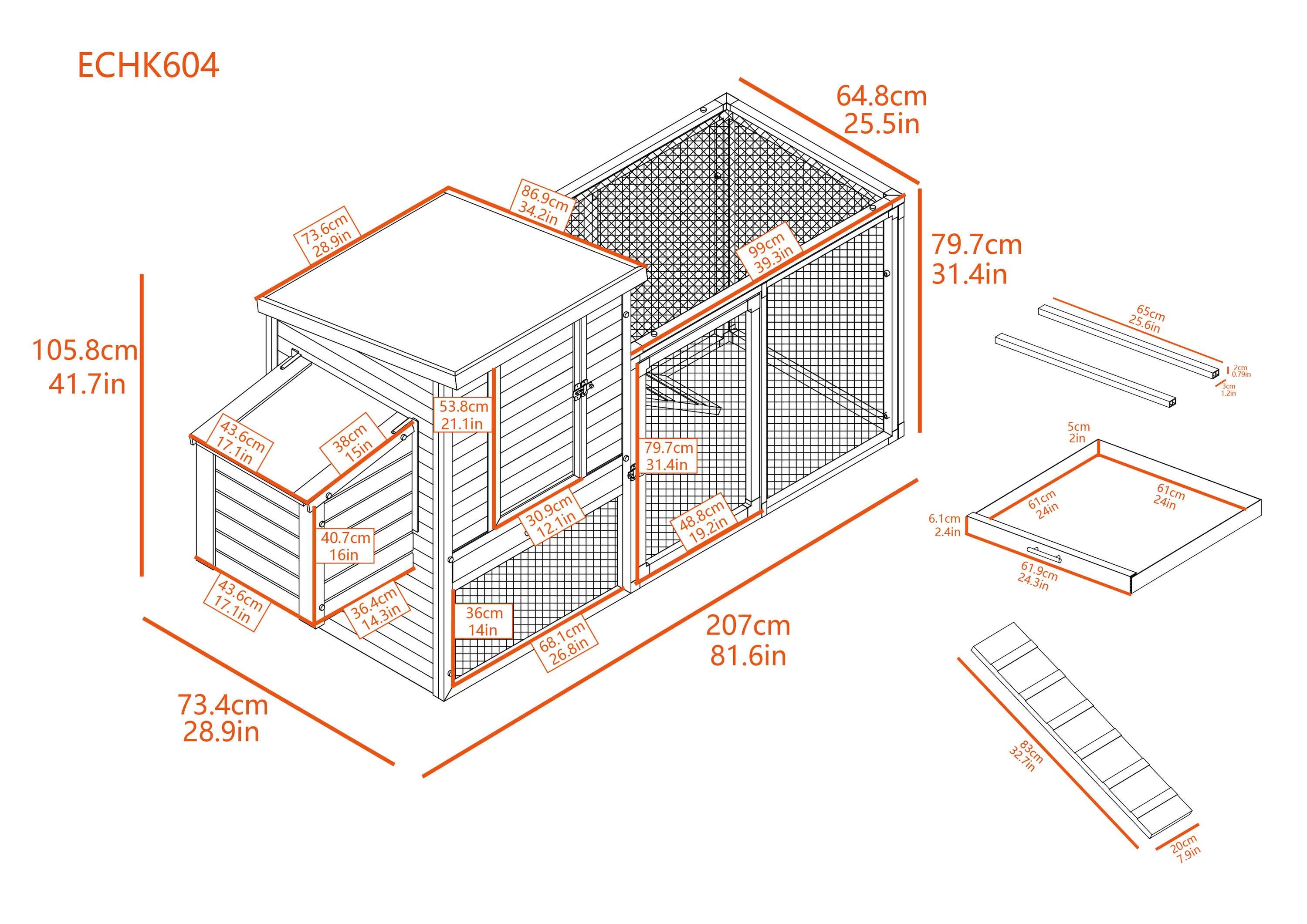 Red and Beige ECOFLEX Dual-Level Chicken Coop with Stainless Steel Mesh